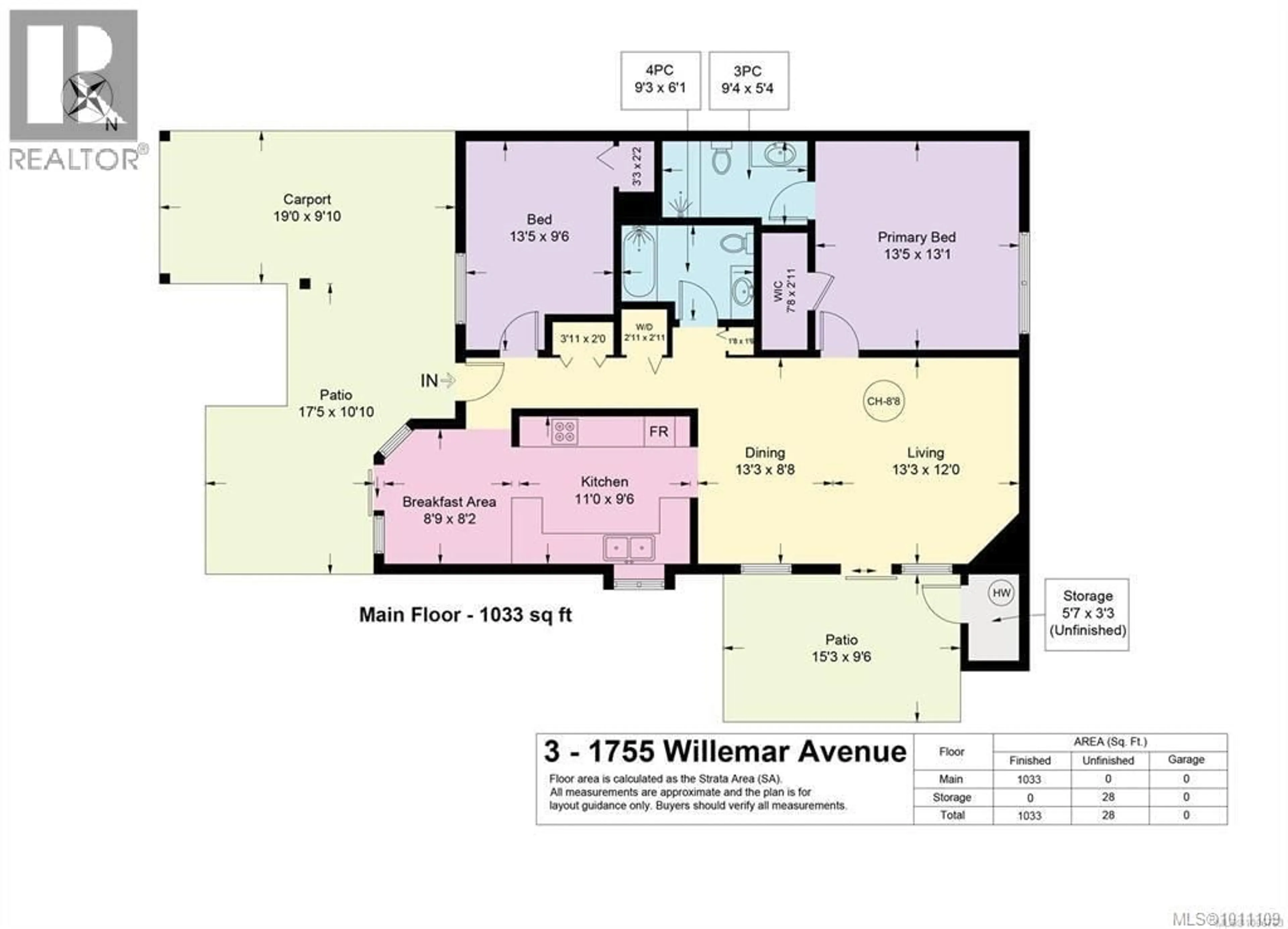 Floor plan for 3 - 1755 WILLEMAR AVENUE, Courtenay British Columbia V9M3M5