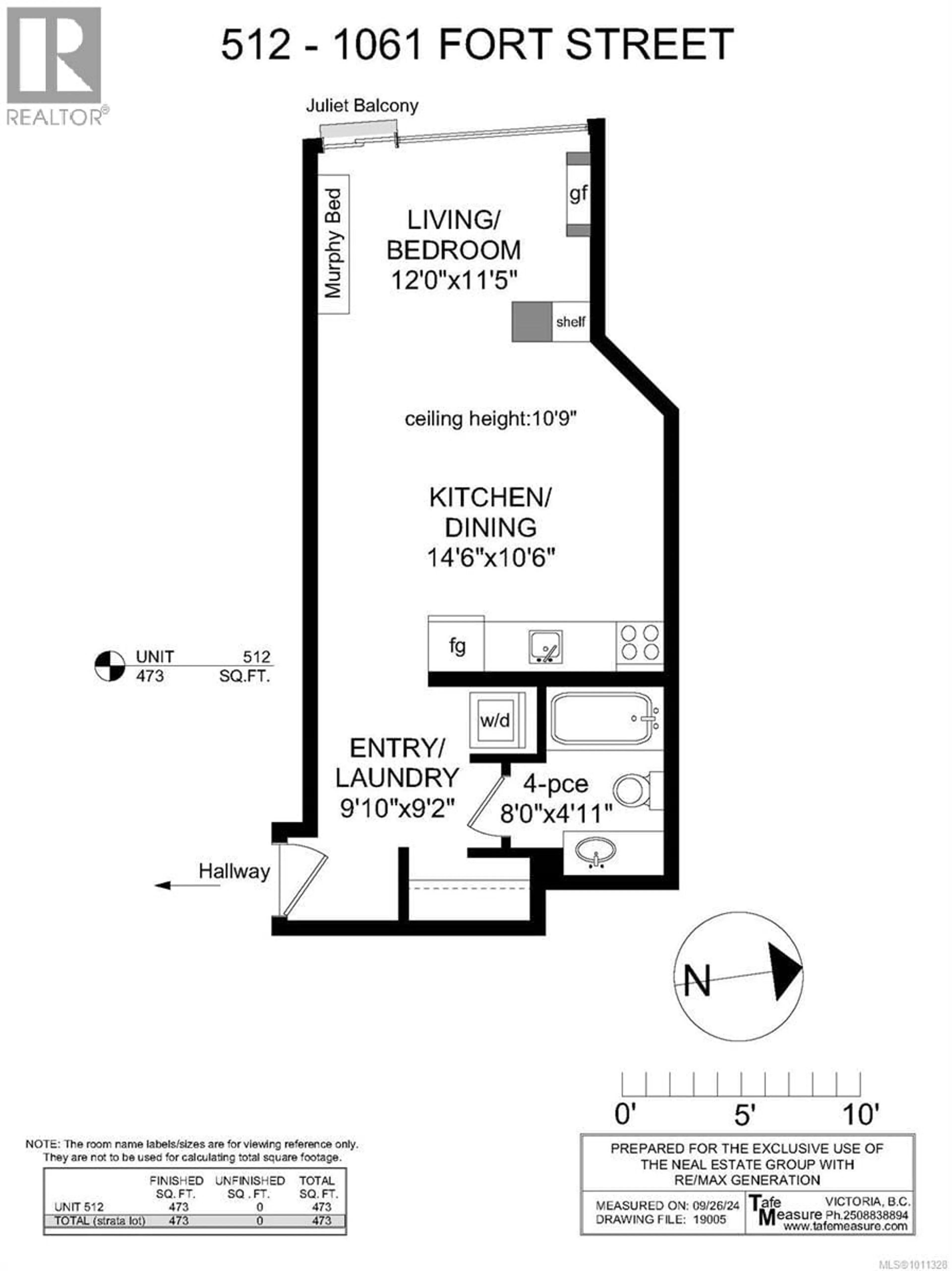 Floor plan for 512 - 1061 FORT STREET, Victoria British Columbia V8V3K9