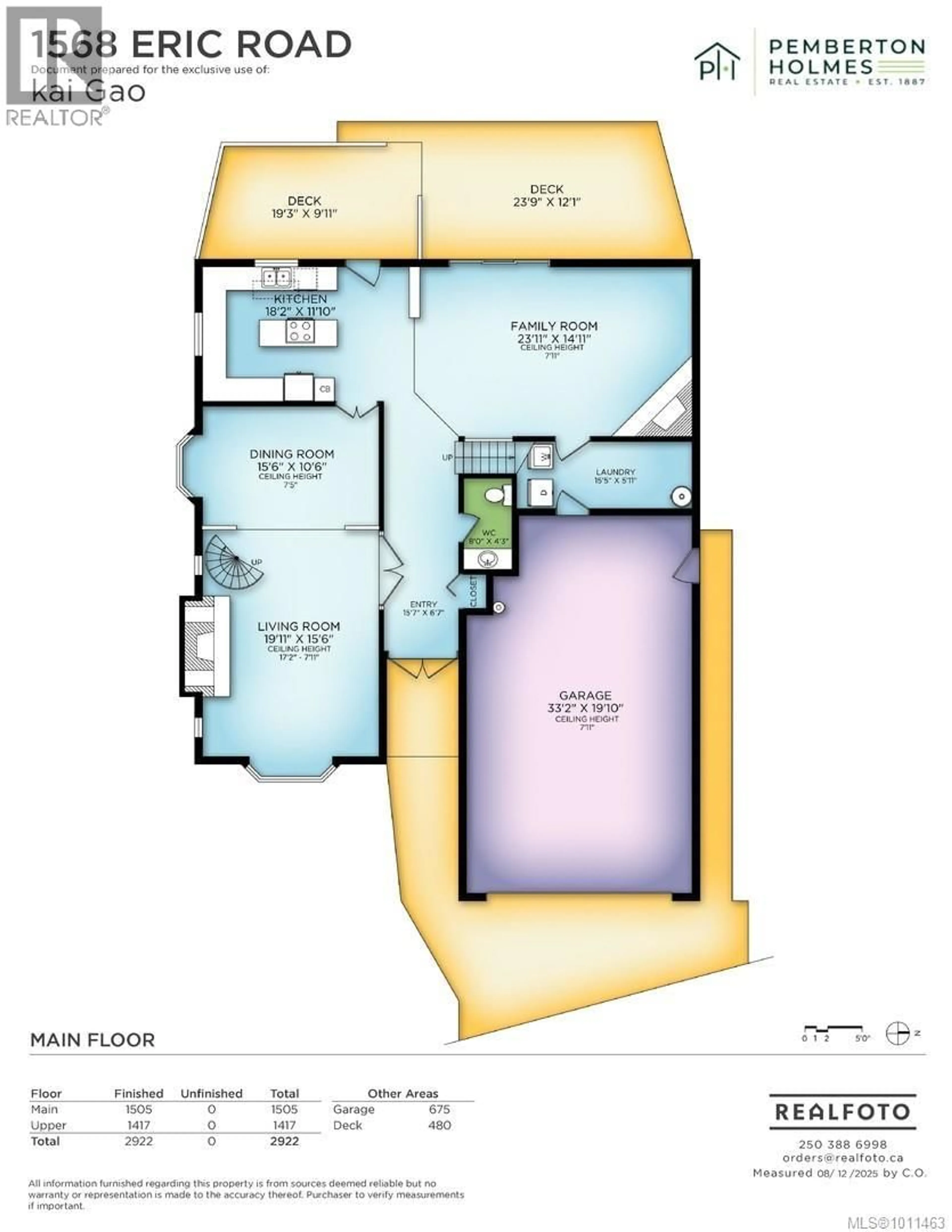 Floor plan for 1568 ERIC ROAD, Saanich British Columbia V8N5Y4