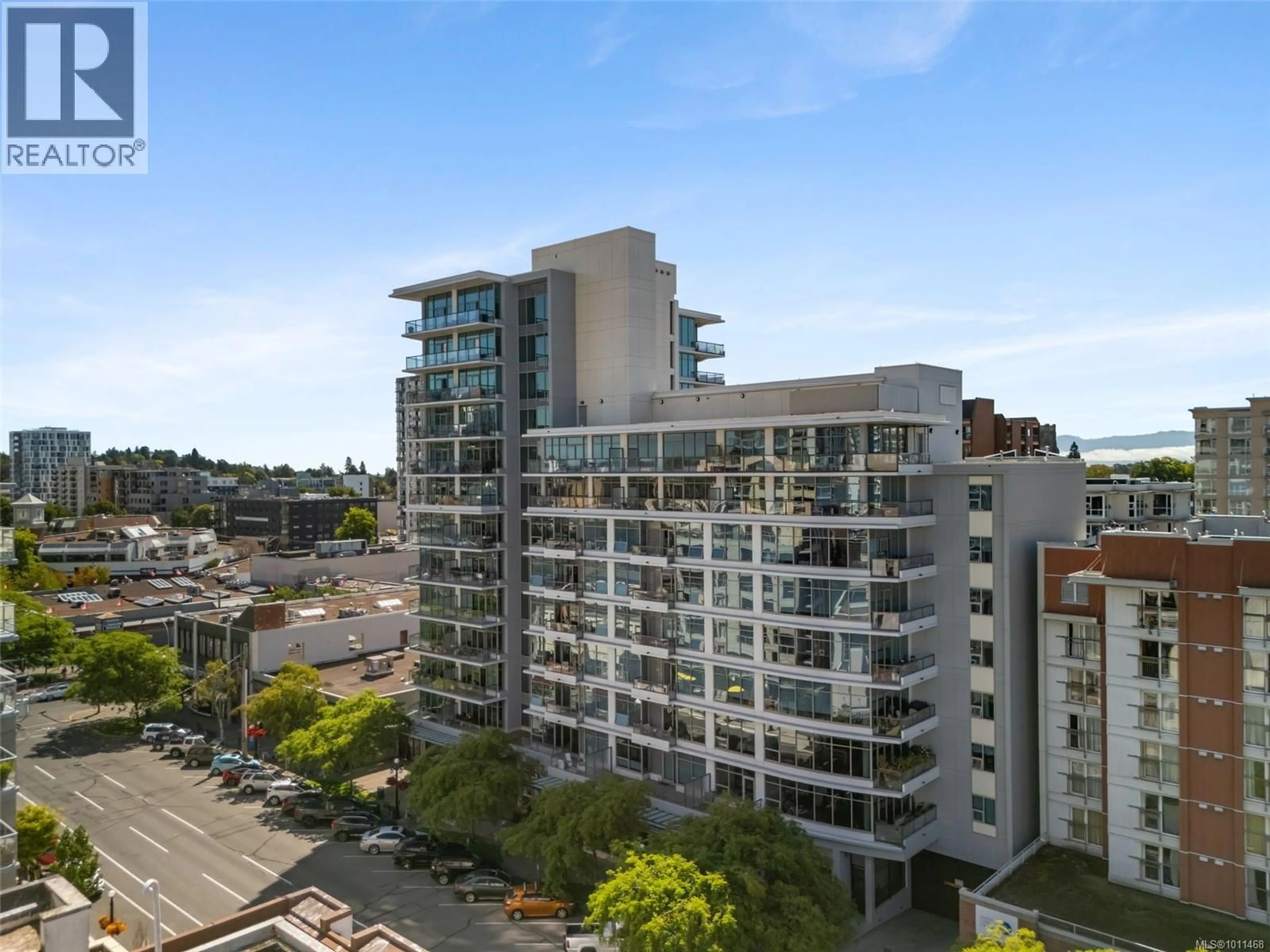 A pic from outside/outdoor area/front of a property/back of a property/a pic from drone, city buildings view from balcony for 210 - 845 YATES STREET, Victoria British Columbia V3W4A3
