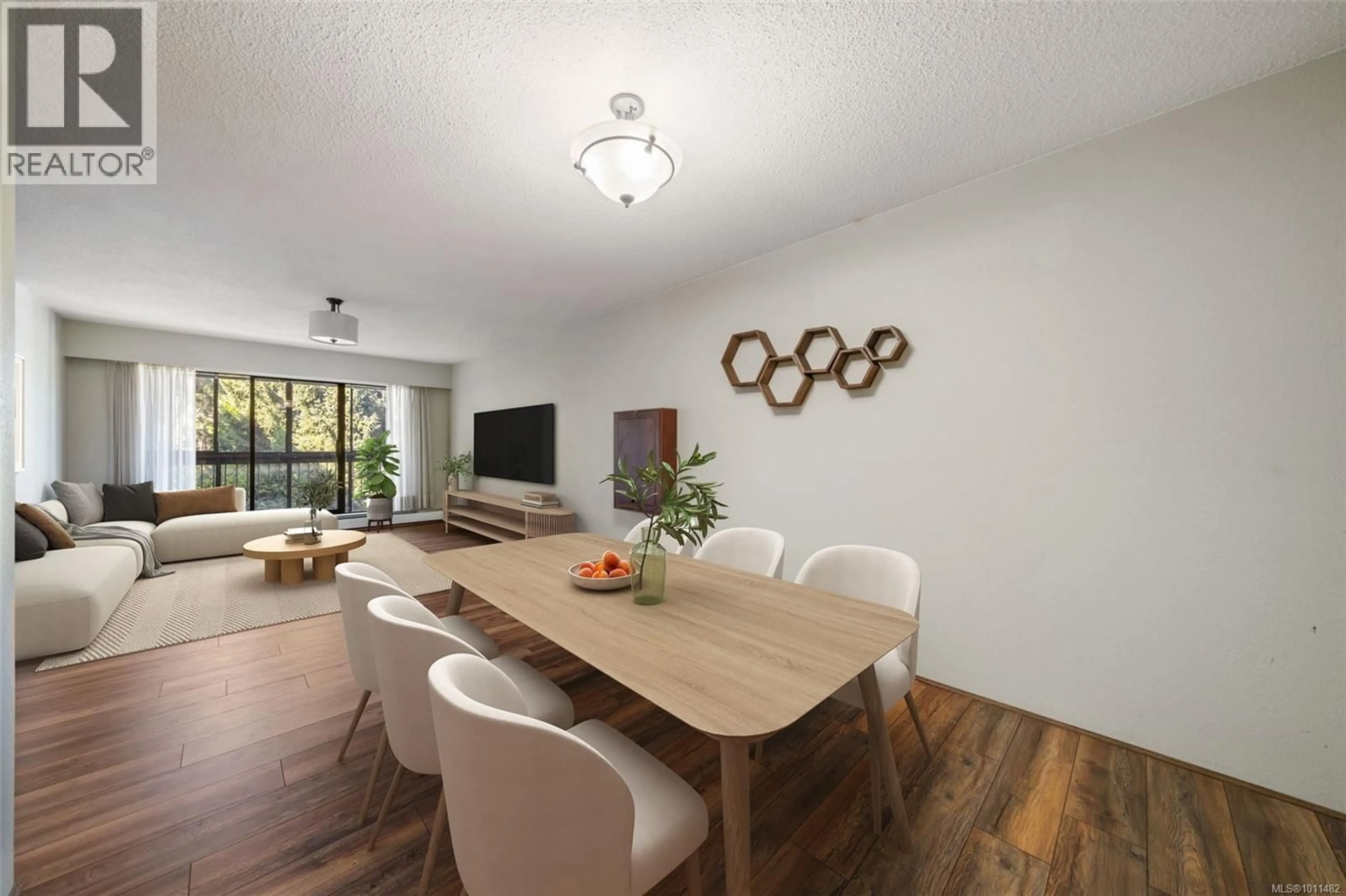 Dining room, wood/laminate floor for 319 - 1005 MCKENZIE AVENUE, Saanich British Columbia V8X4A9