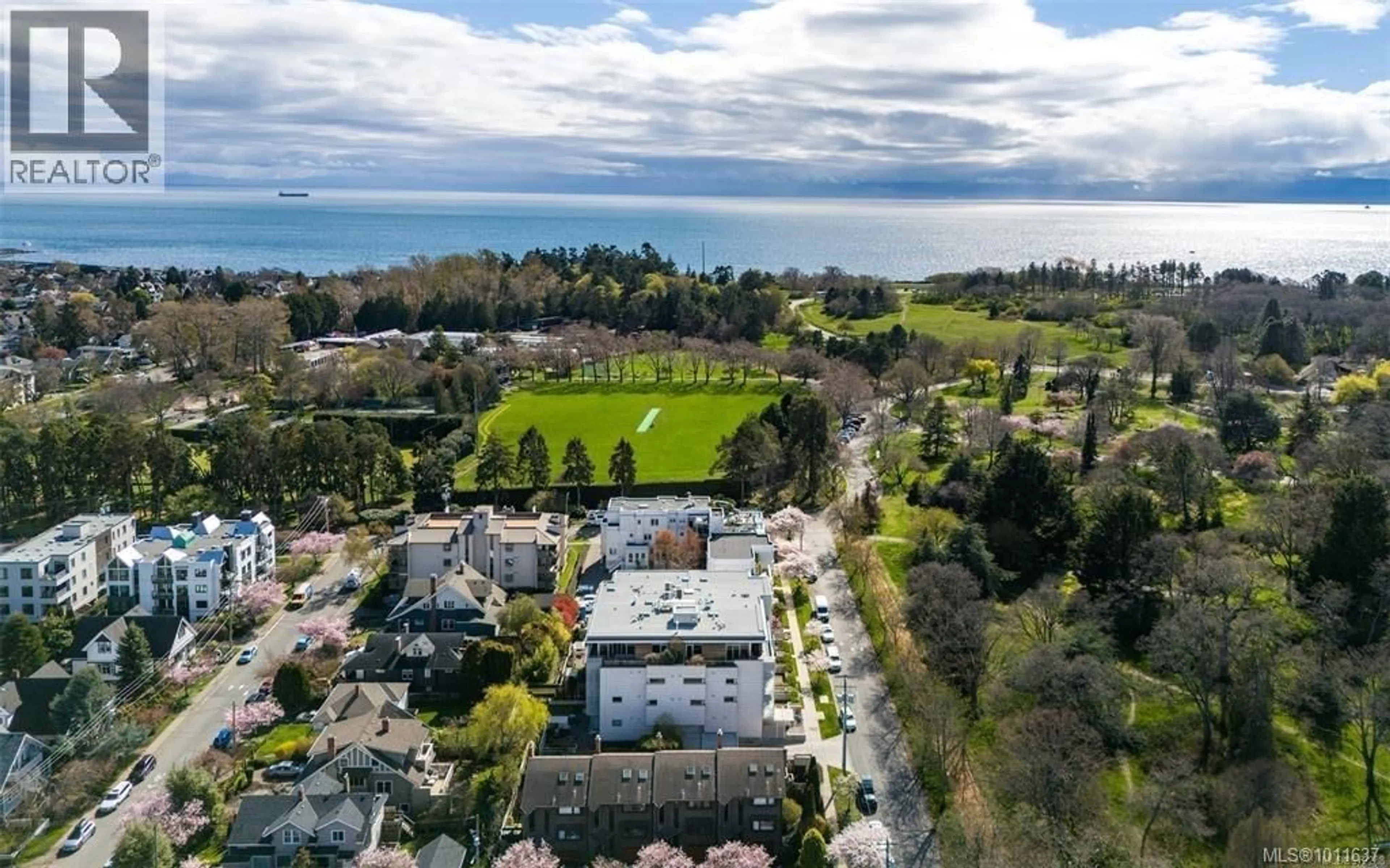 A pic from outside/outdoor area/front of a property/back of a property/a pic from drone, water/lake/river/ocean view for 206 - 986 HEYWOOD AVENUE, Victoria British Columbia V8V2Y6