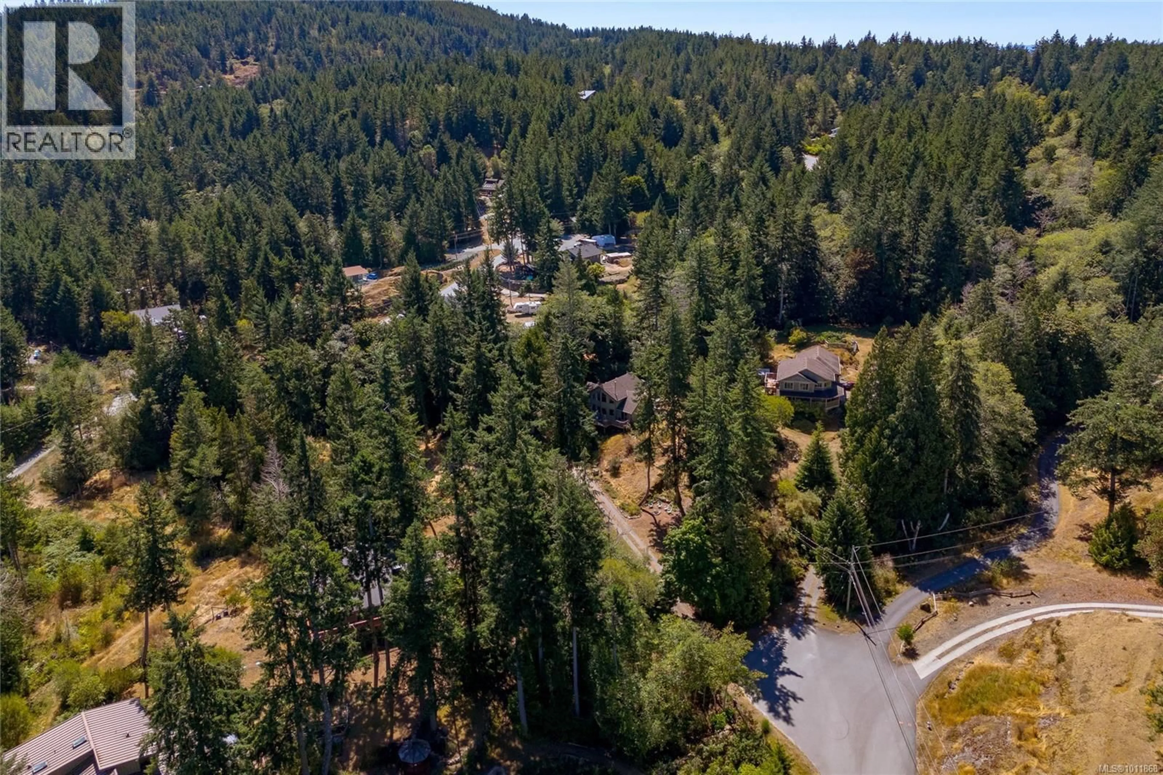 A pic from outside/outdoor area/front of a property/back of a property/a pic from drone, forest/trees view for 1607 COVEY RUN ROAD, Sooke British Columbia V9Z1A1