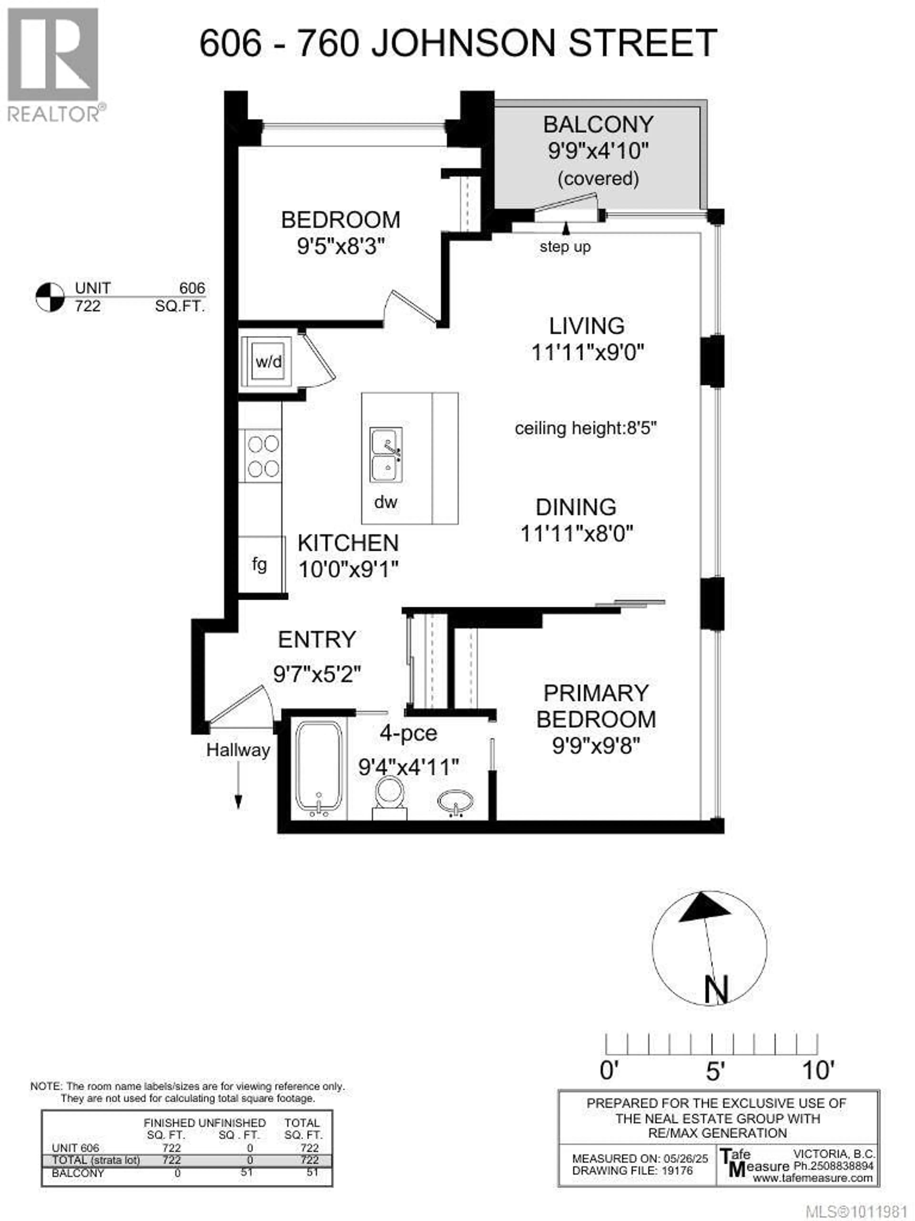 Floor plan for 606 - 760 JOHNSON STREET, Victoria British Columbia V8W1N1