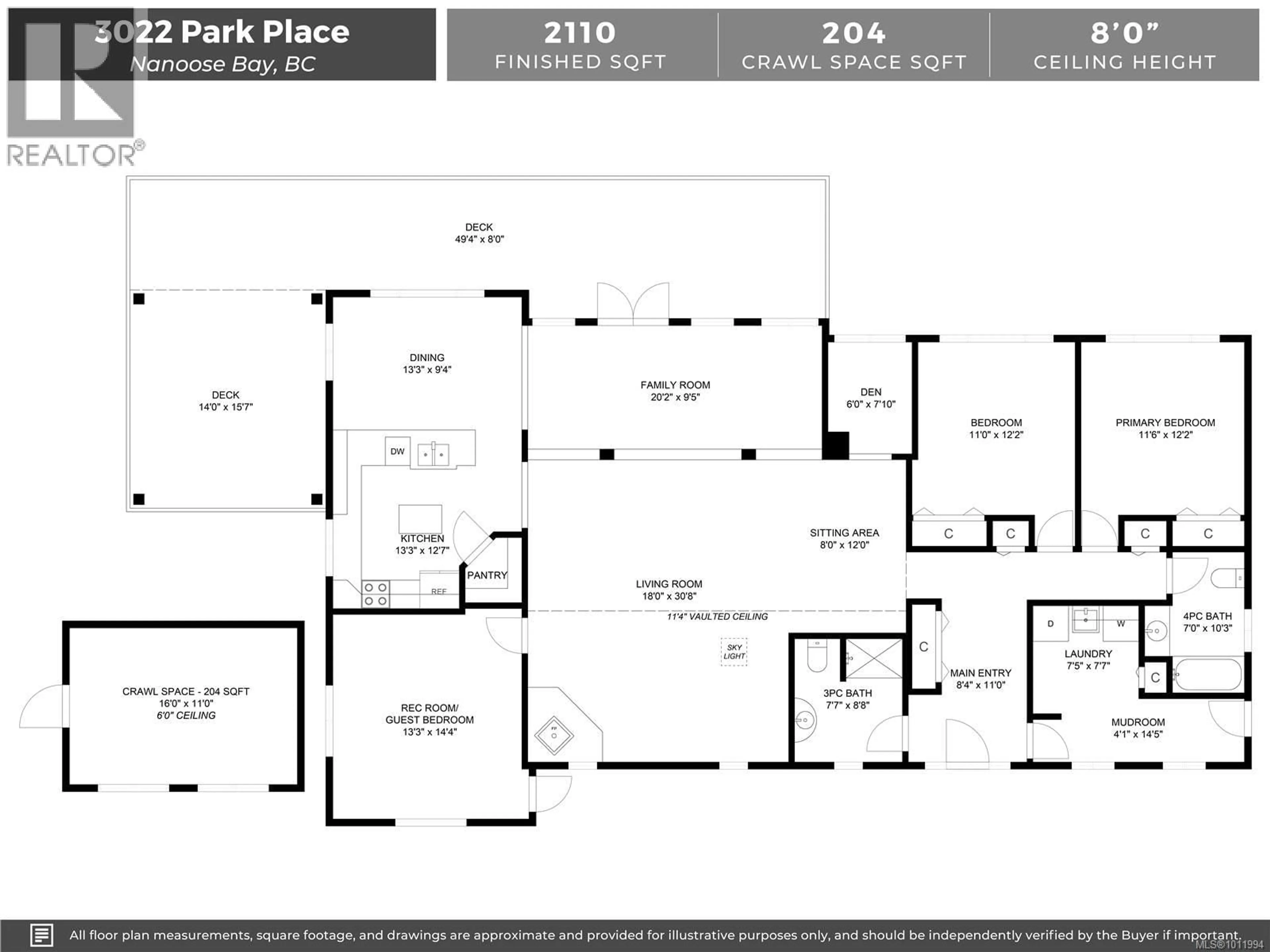 Floor plan for 3022 PARK PLACE, Nanoose Bay British Columbia V9P9J3