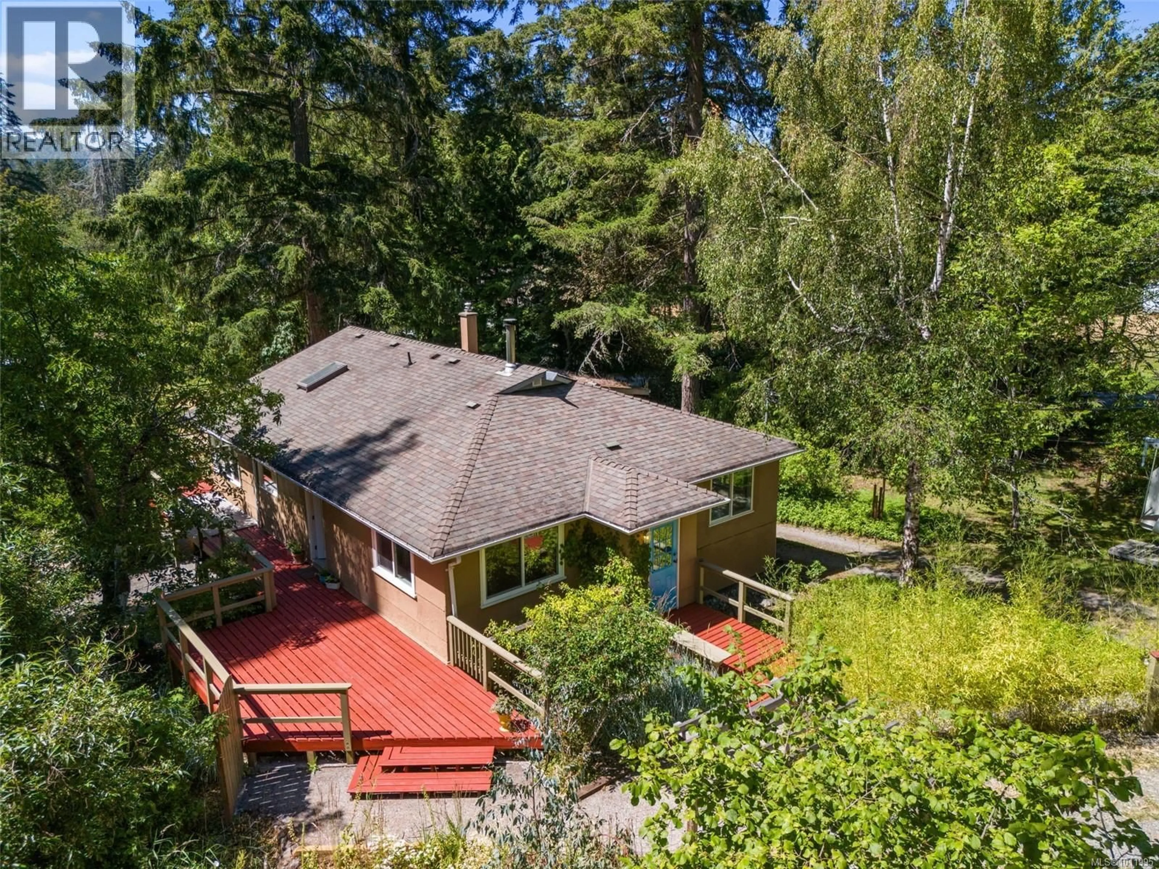 A pic from outside/outdoor area/front of a property/back of a property/a pic from drone, forest/trees view for 5932 WEST SAANICH ROAD, Saanich British Columbia V9E2G4