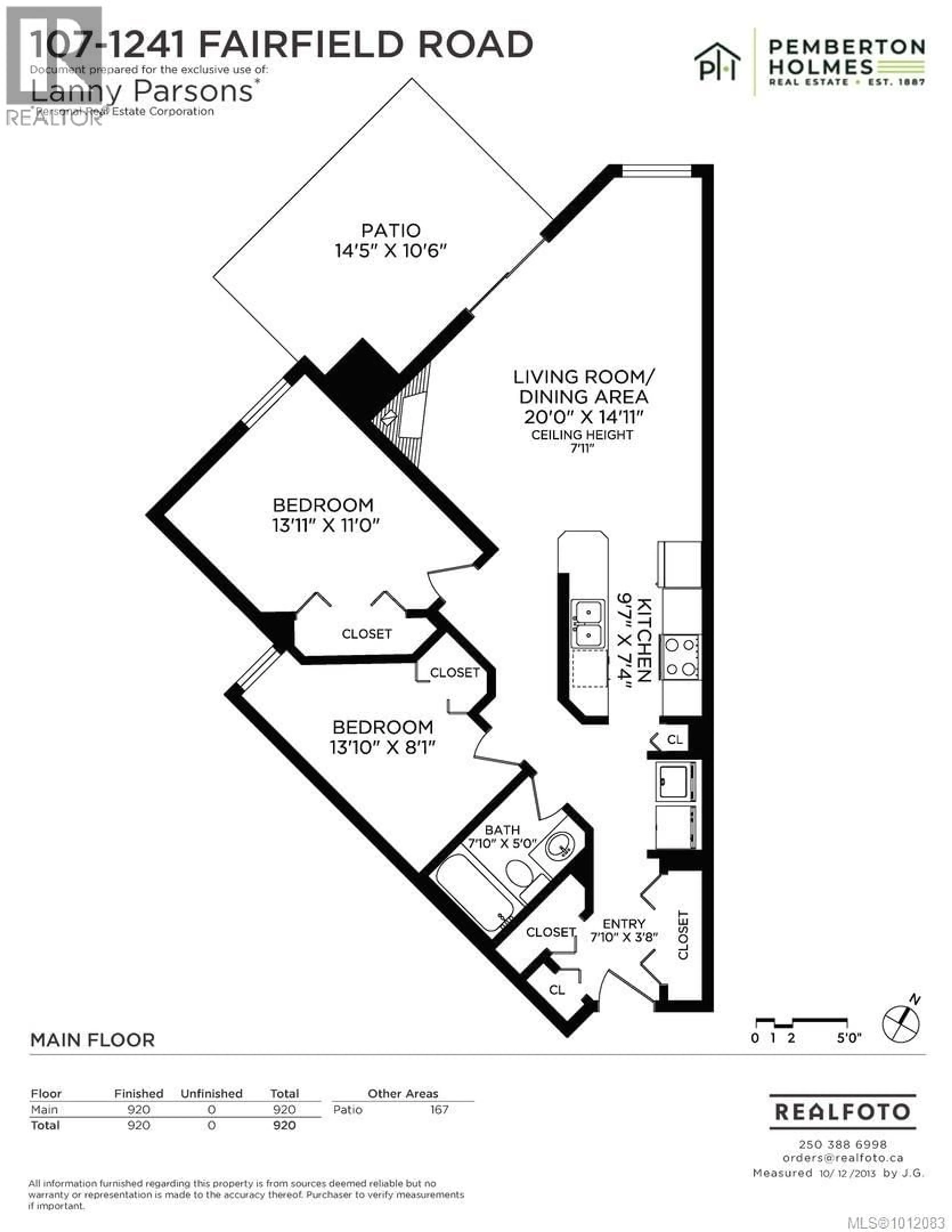Floor plan for 107 - 1241 FAIRFIELD ROAD, Victoria British Columbia V8V3B3