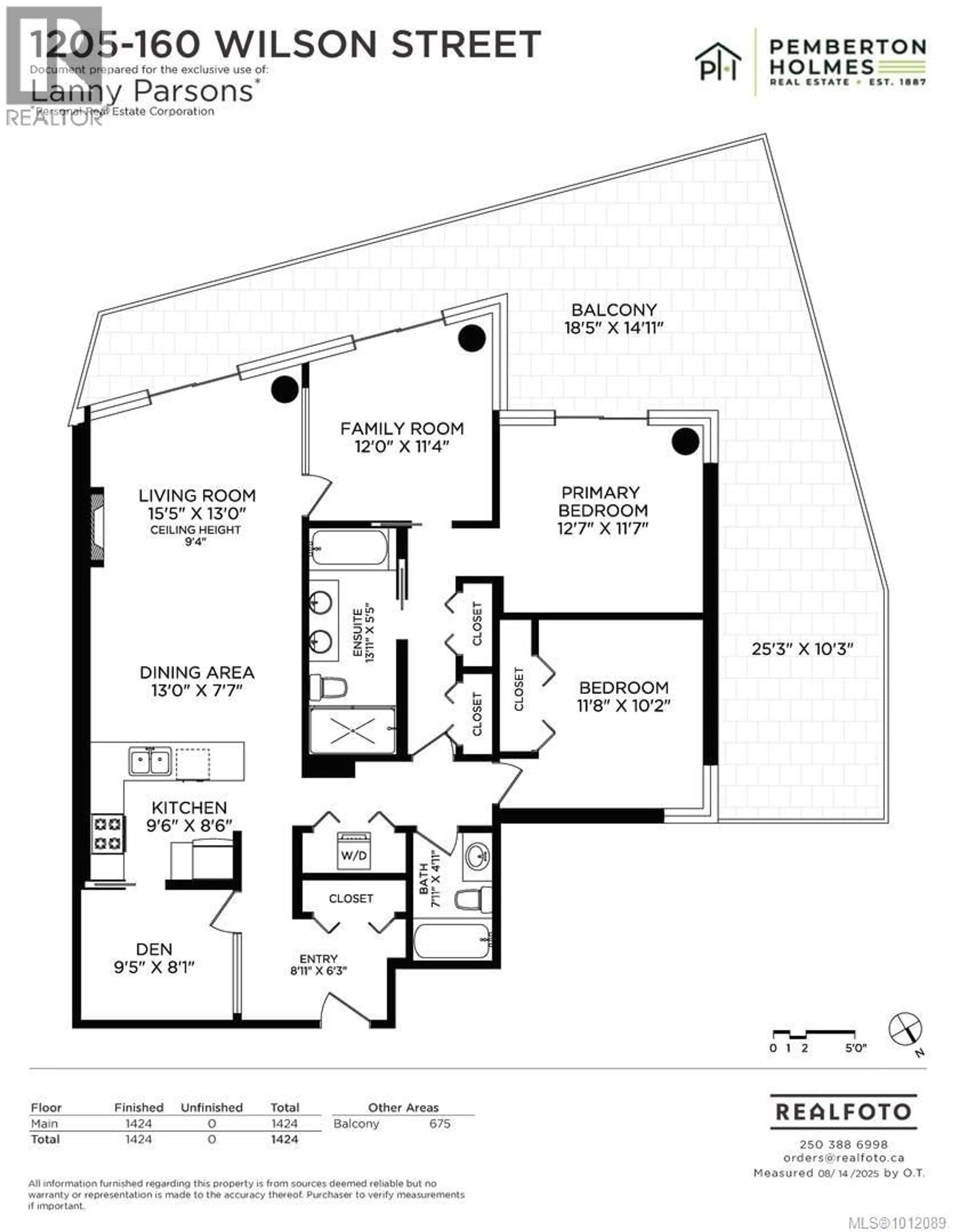 Floor plan for 1205 - 160 WILSON STREET, Victoria British Columbia V9A7P9