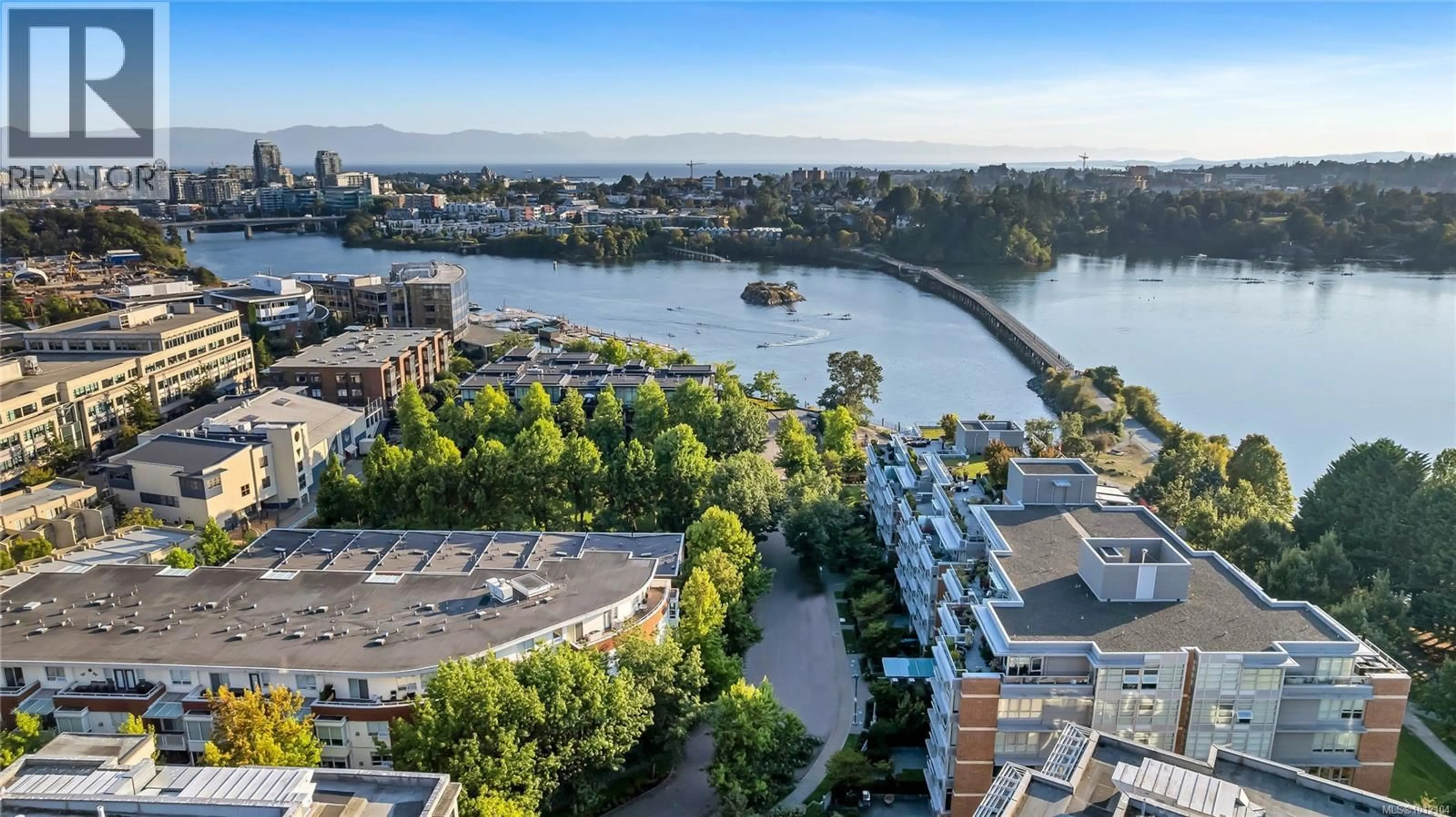 A pic from outside/outdoor area/front of a property/back of a property/a pic from drone, water/lake/river/ocean view for 404 - 380 WATERFRONT CRESCENT, Victoria British Columbia V8T5K3