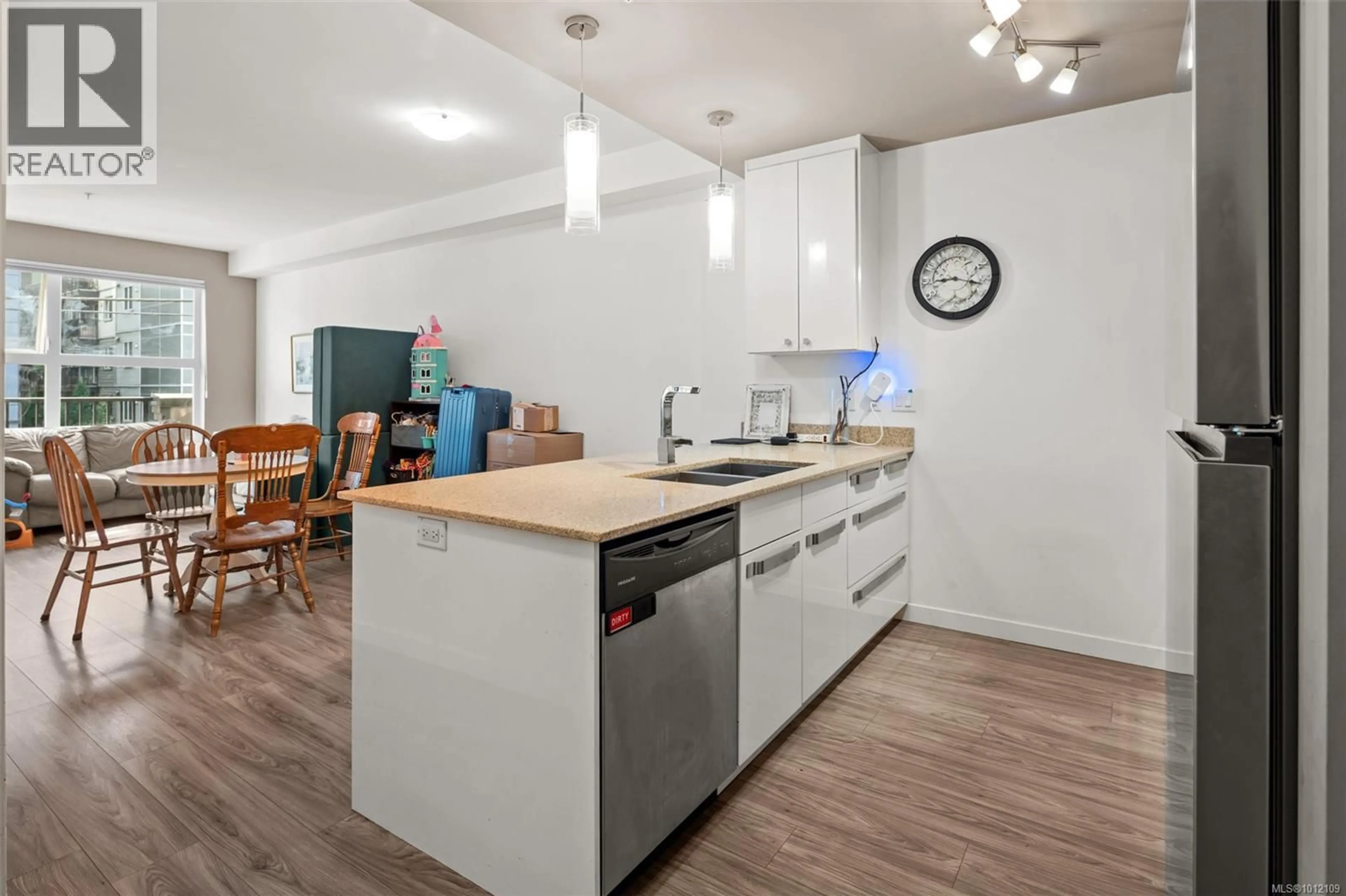 Standard kitchen, wood/laminate floor for 208 - 2871 JACKLIN ROAD, Langford British Columbia V9B0P3
