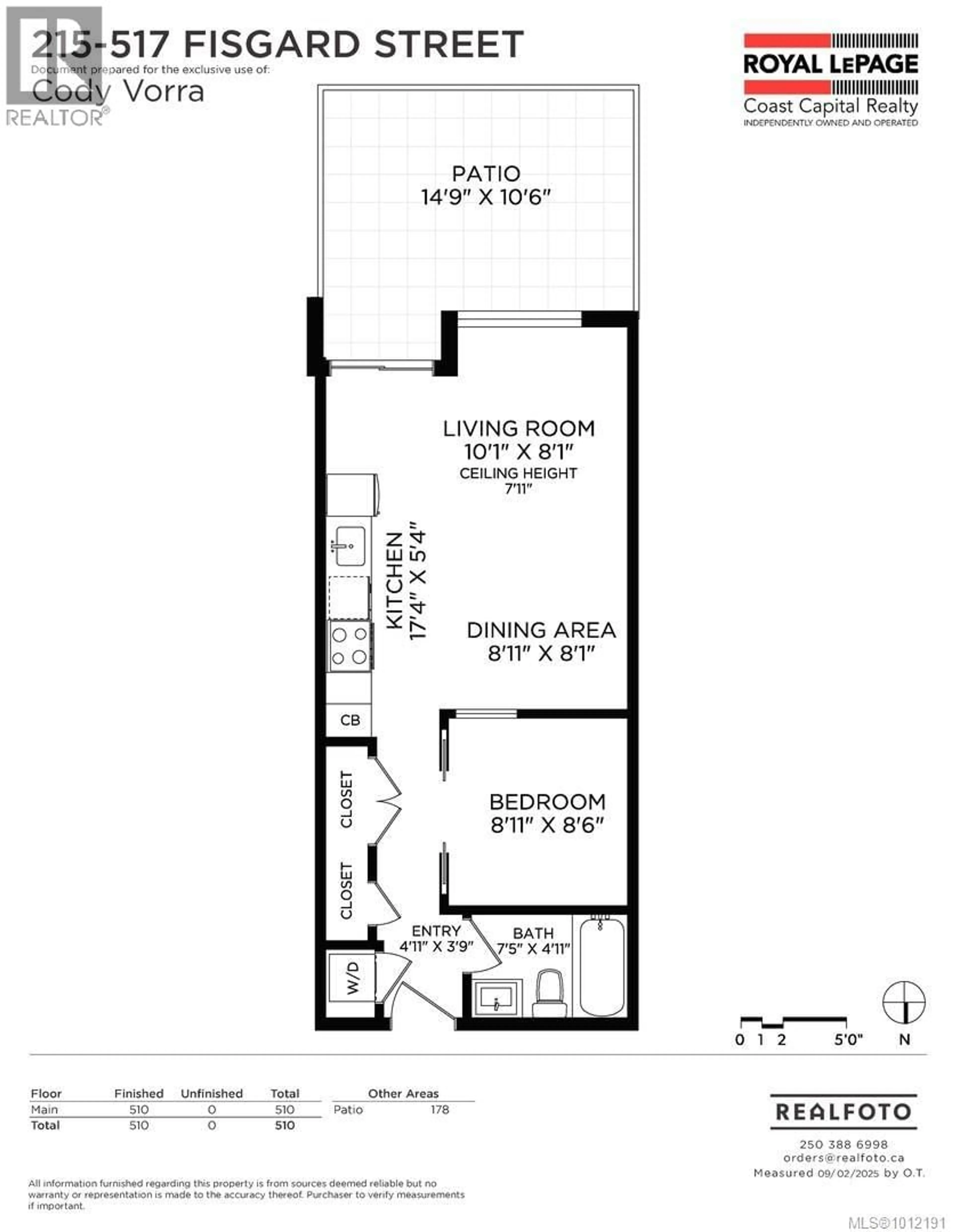 Floor plan for 215 - 517 FISGARD STREET, Victoria British Columbia V8W0C5