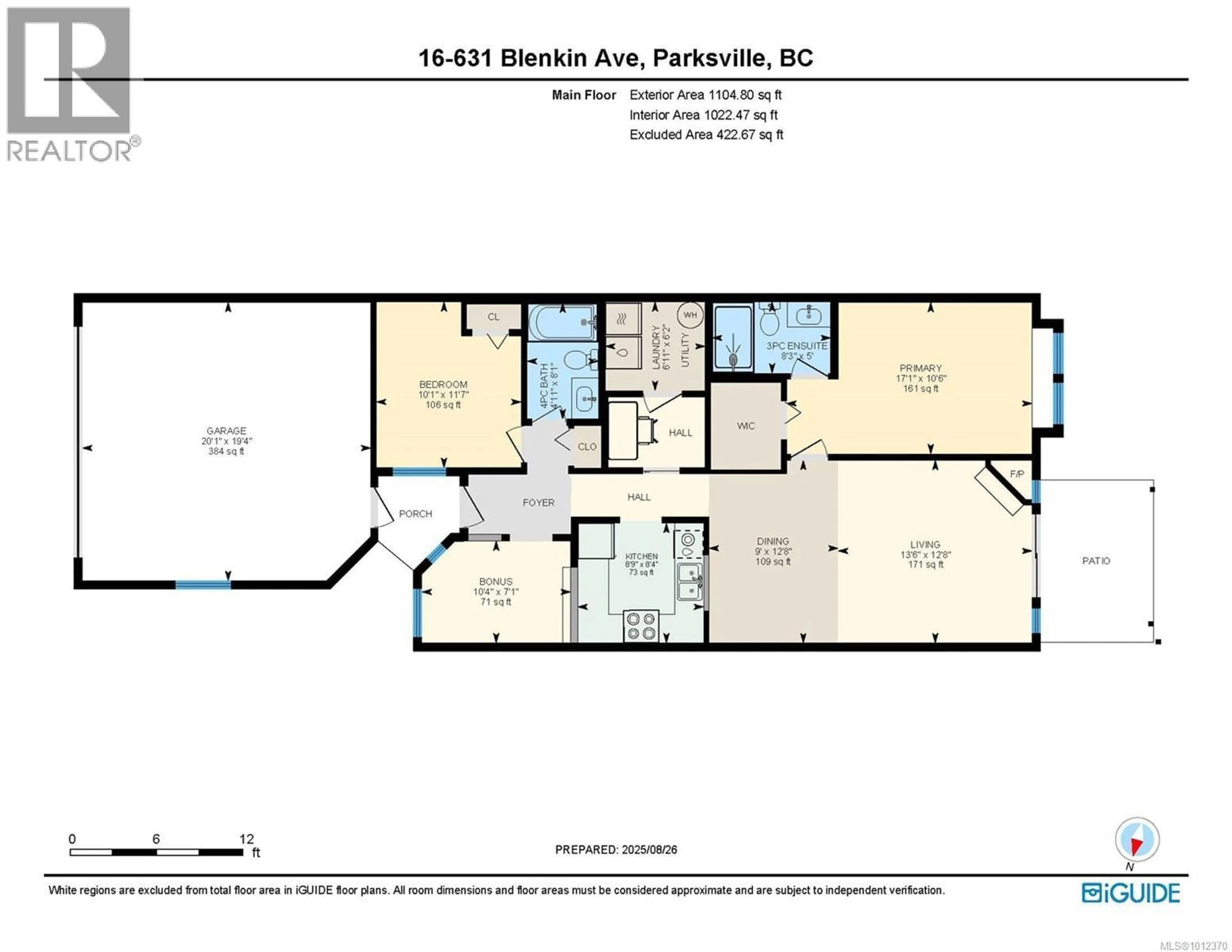 Floor plan for 16 - 631 BLENKIN AVENUE, Parksville British Columbia V9P2Z4