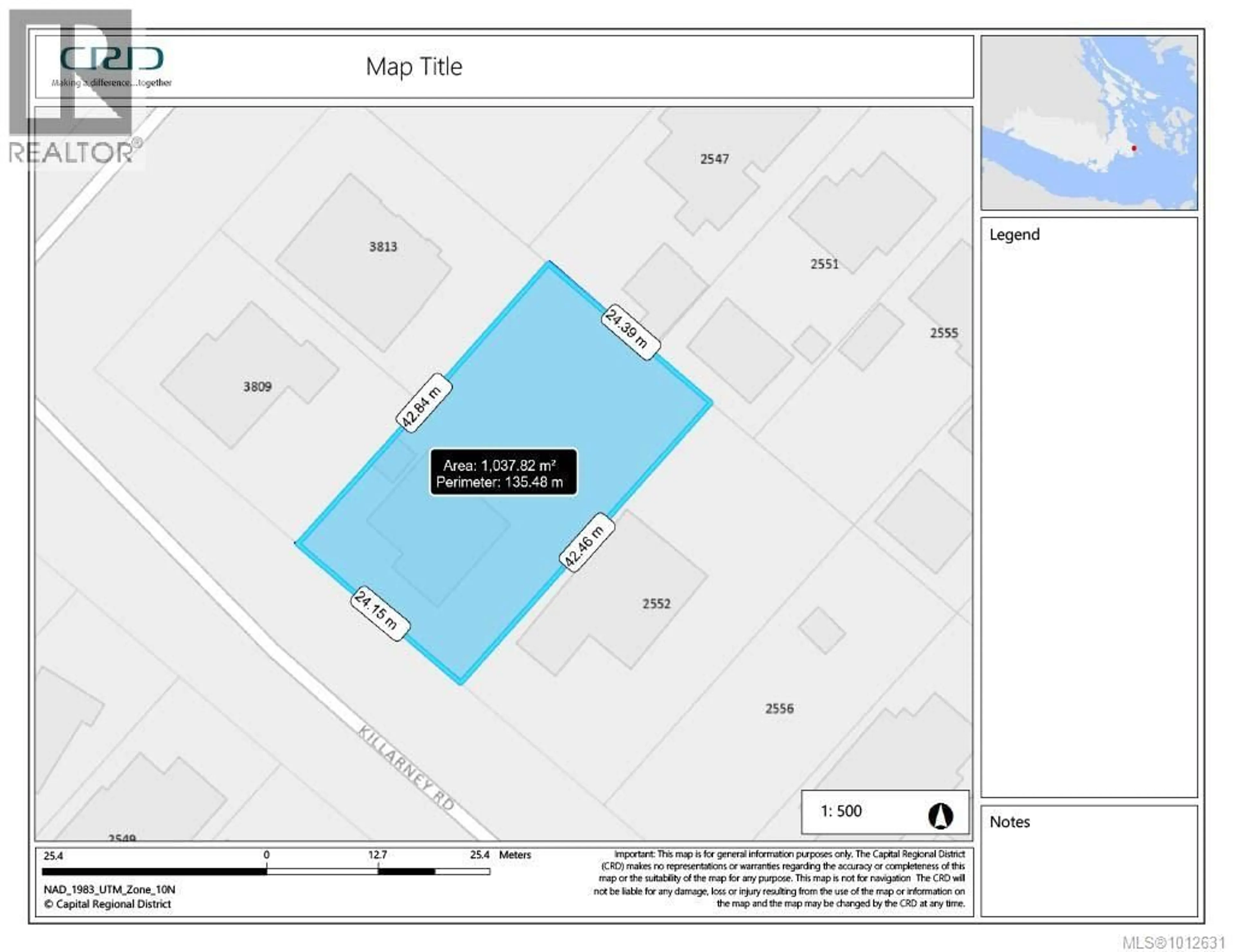Picture of a map for 2546 KILLARNEY ROAD, Saanich British Columbia V8P3G7
