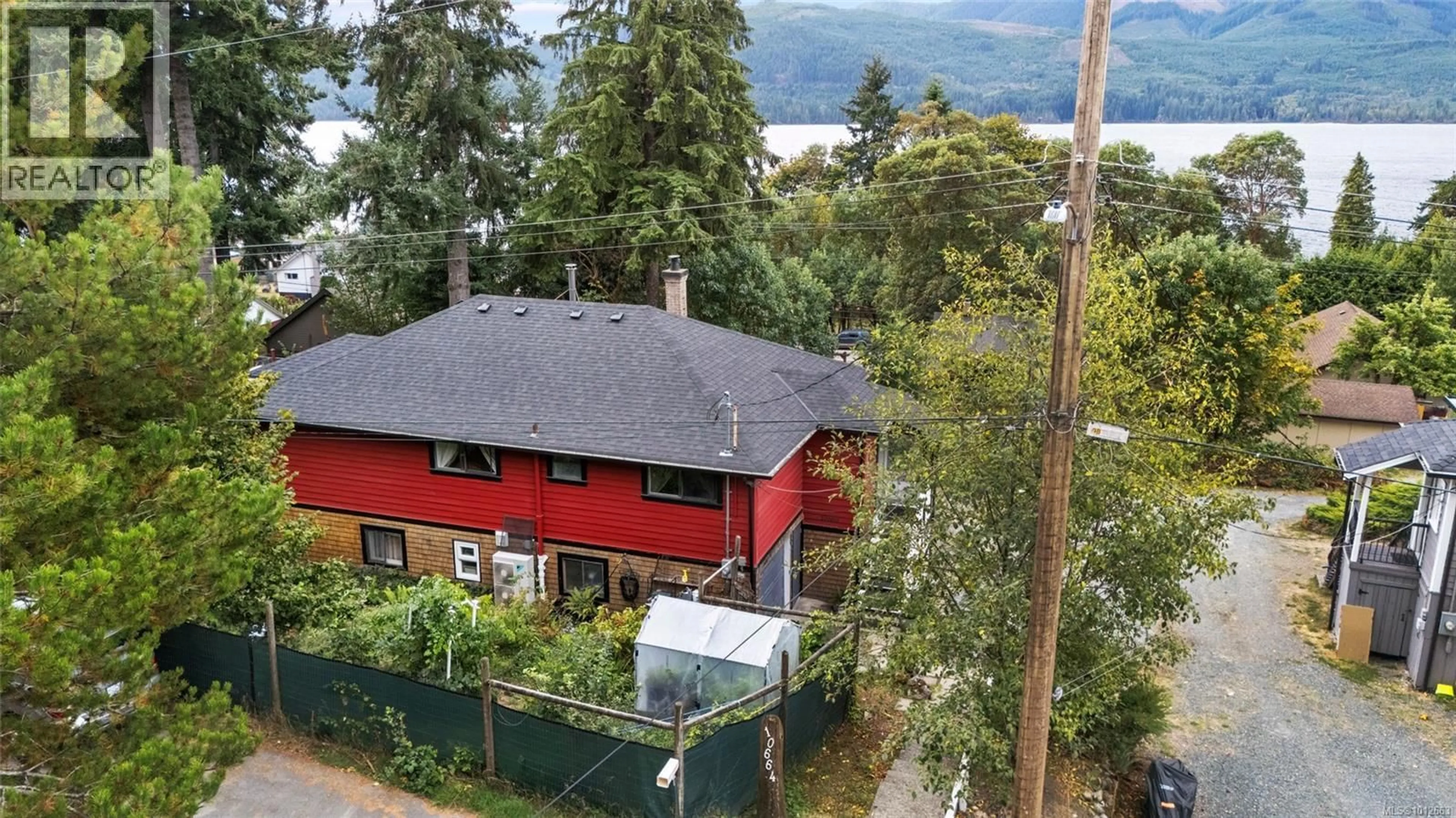A pic from outside/outdoor area/front of a property/back of a property/a pic from drone, city buildings view from balcony for 10664 CEDAR DRIVE, Youbou British Columbia V0R3E1