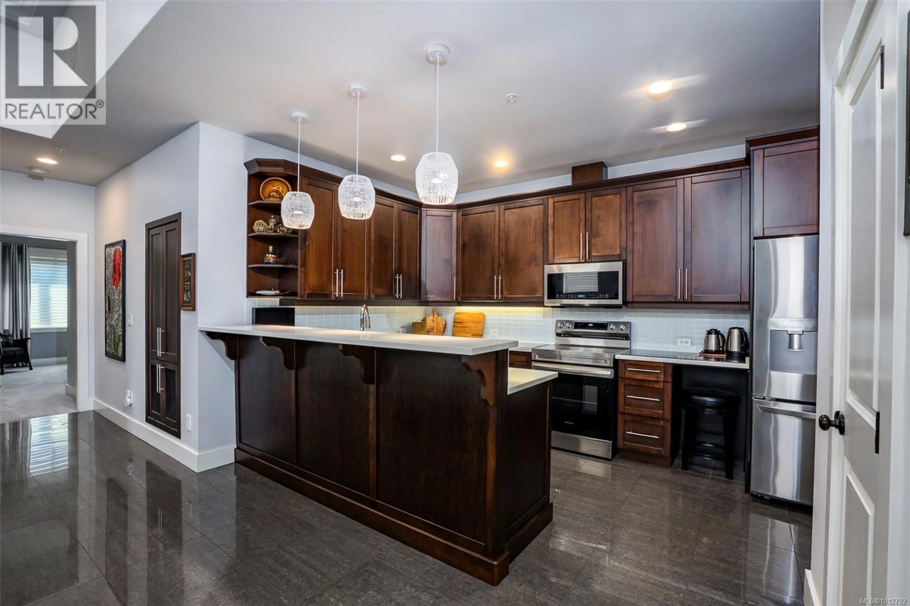 Contemporary kitchen, ceramic/tile floor for 101 - 6209 LEXINGTON PLACE, Nanaimo British Columbia V9V0A6