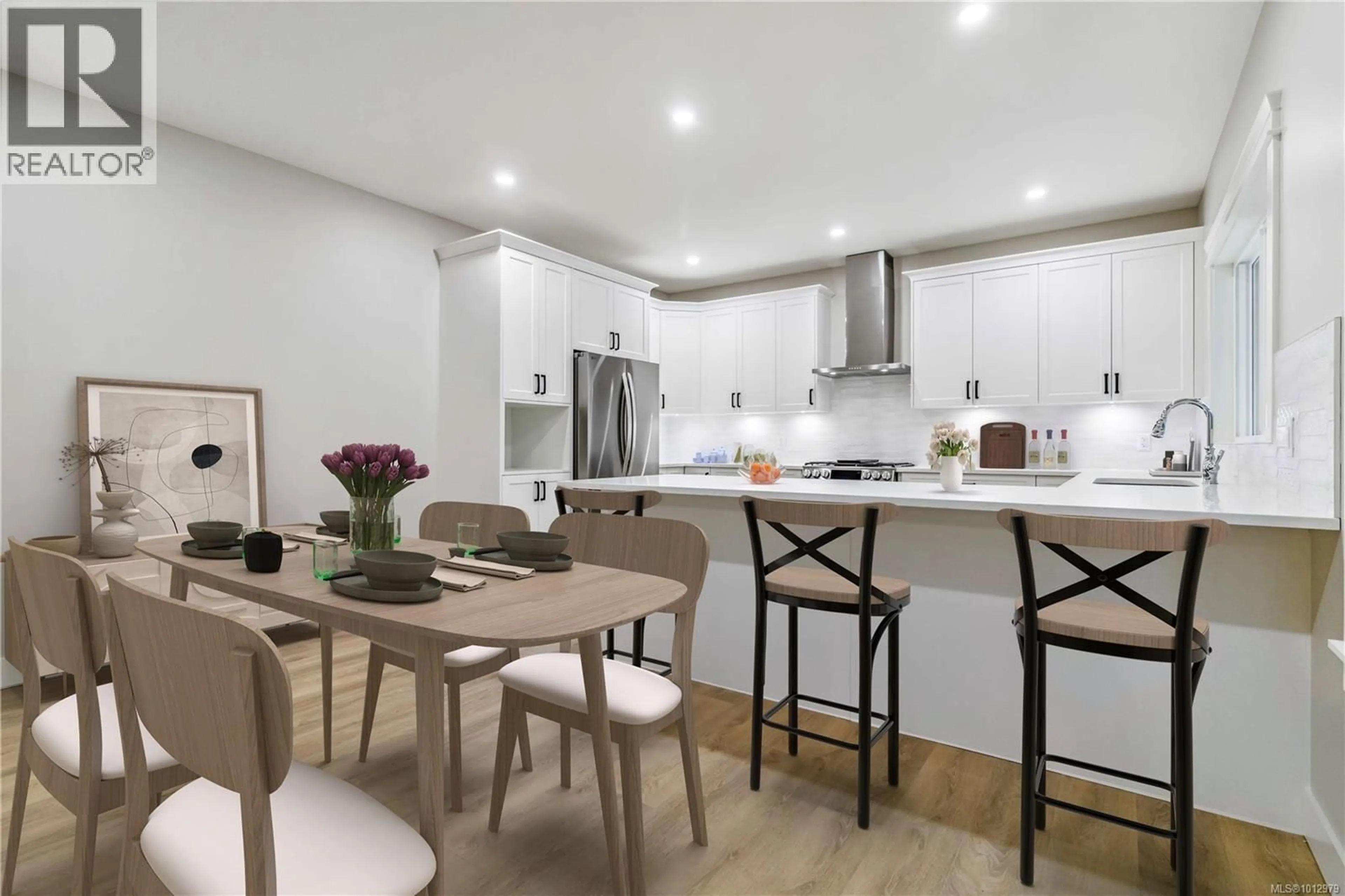 Open concept kitchen, wood/laminate floor for 6927 RIDGECREST ROAD, Sooke British Columbia V9Z1P9