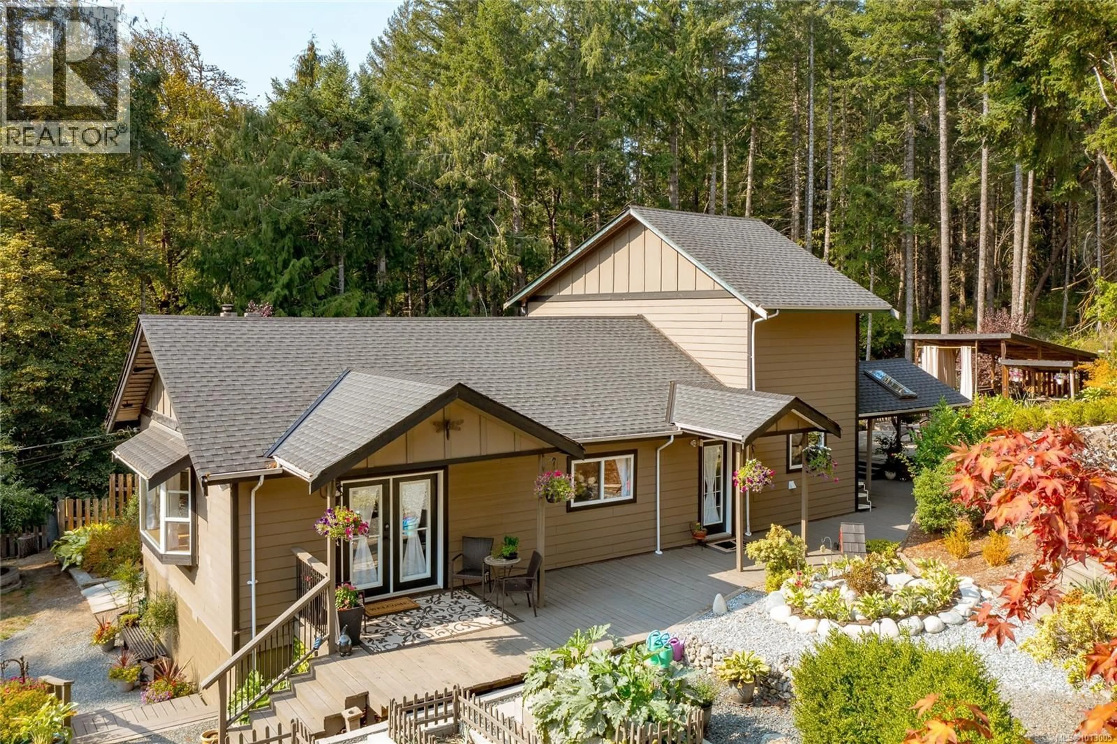 A pic from outside/outdoor area/front of a property/back of a property/a pic from drone, mountain view for 2411 RENFREW ROAD, Shawnigan Lake British Columbia V0R2W0