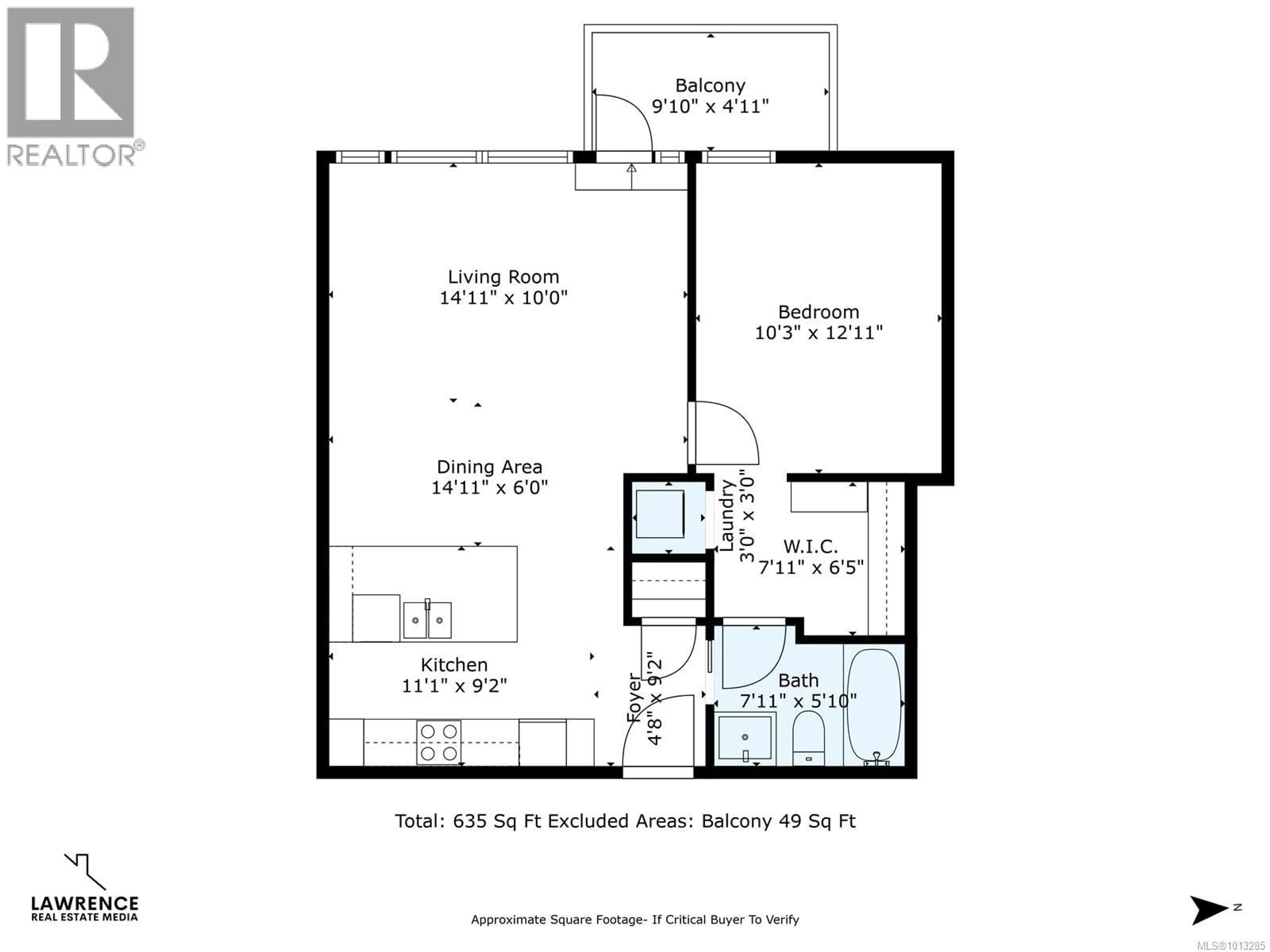 Floor plan for 1203 - 989 JOHNSON STREET, Victoria British Columbia V8V0E3