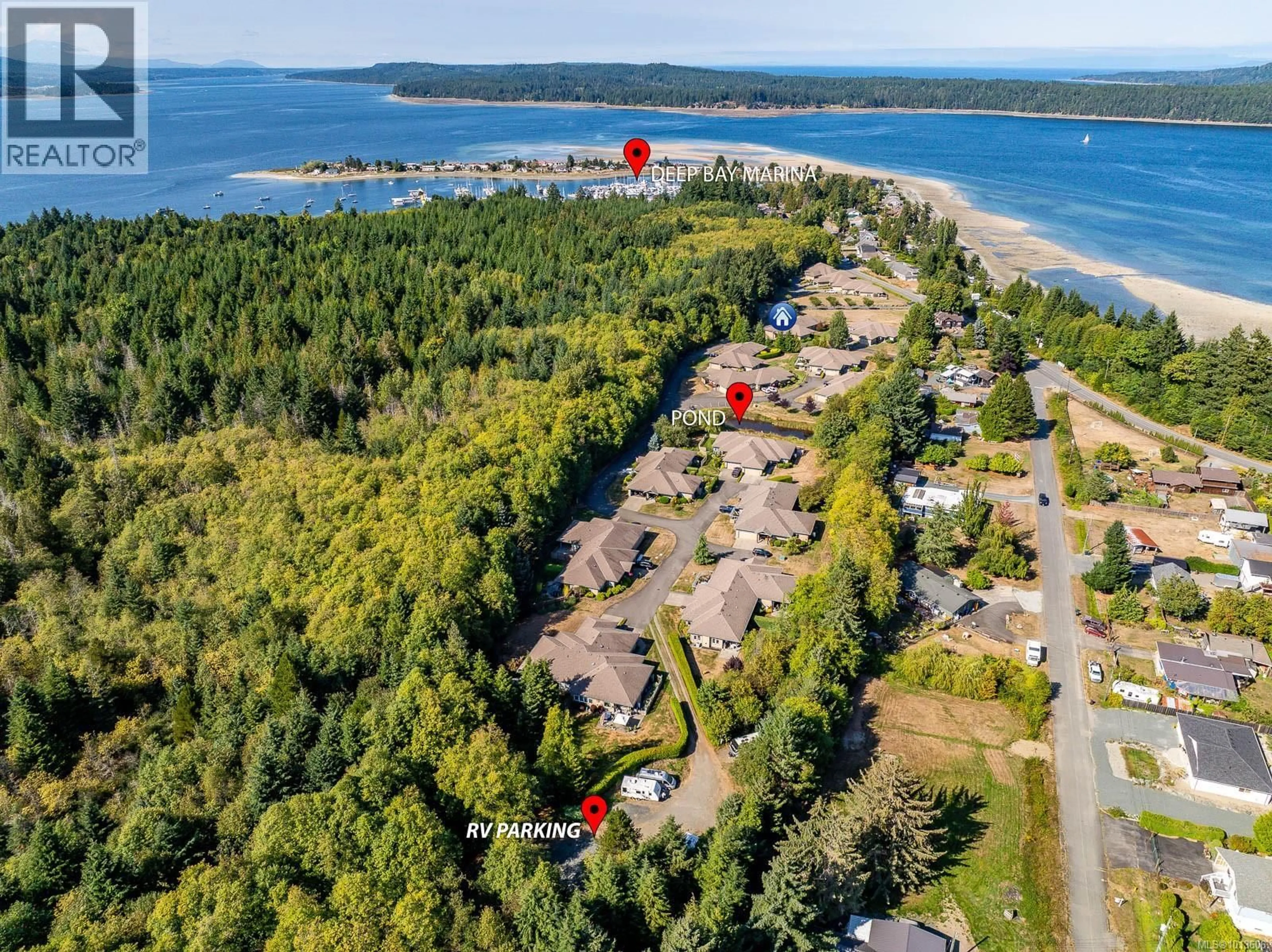 A pic from outside/outdoor area/front of a property/back of a property/a pic from drone, water/lake/river/ocean view for 10 - 5300 GAINSBERG ROAD, Bowser British Columbia V0R1G0