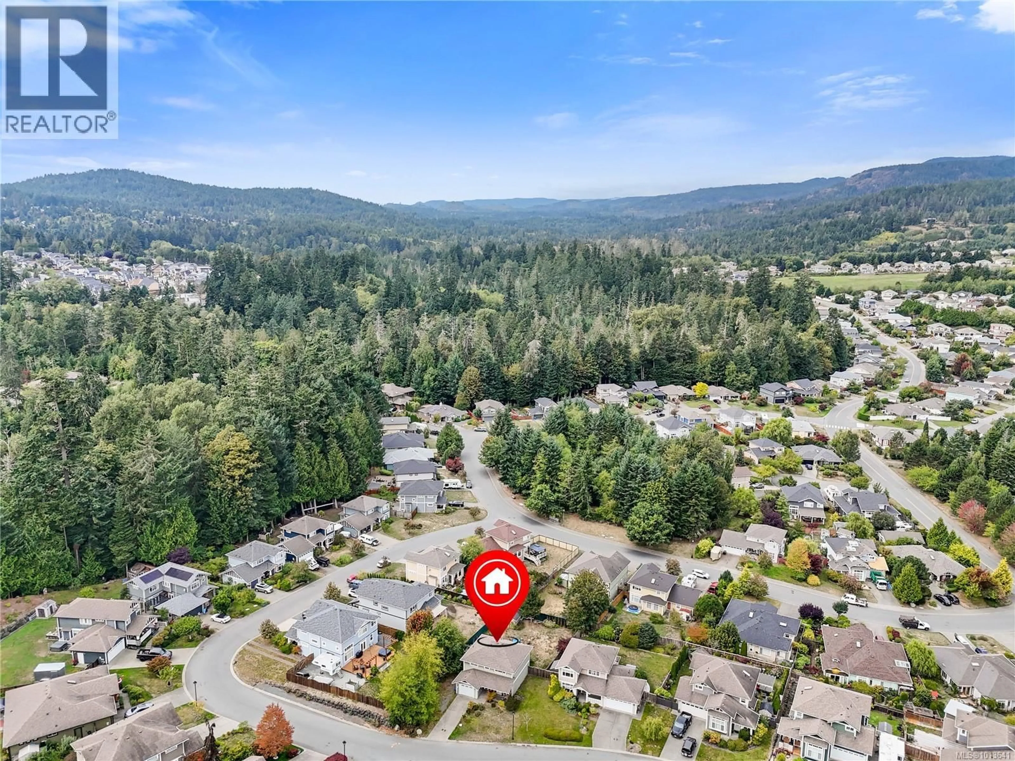 A pic from outside/outdoor area/front of a property/back of a property/a pic from drone, mountain view for 2313 DEMAMIEL PLACE, Sooke British Columbia V9Z0Y4