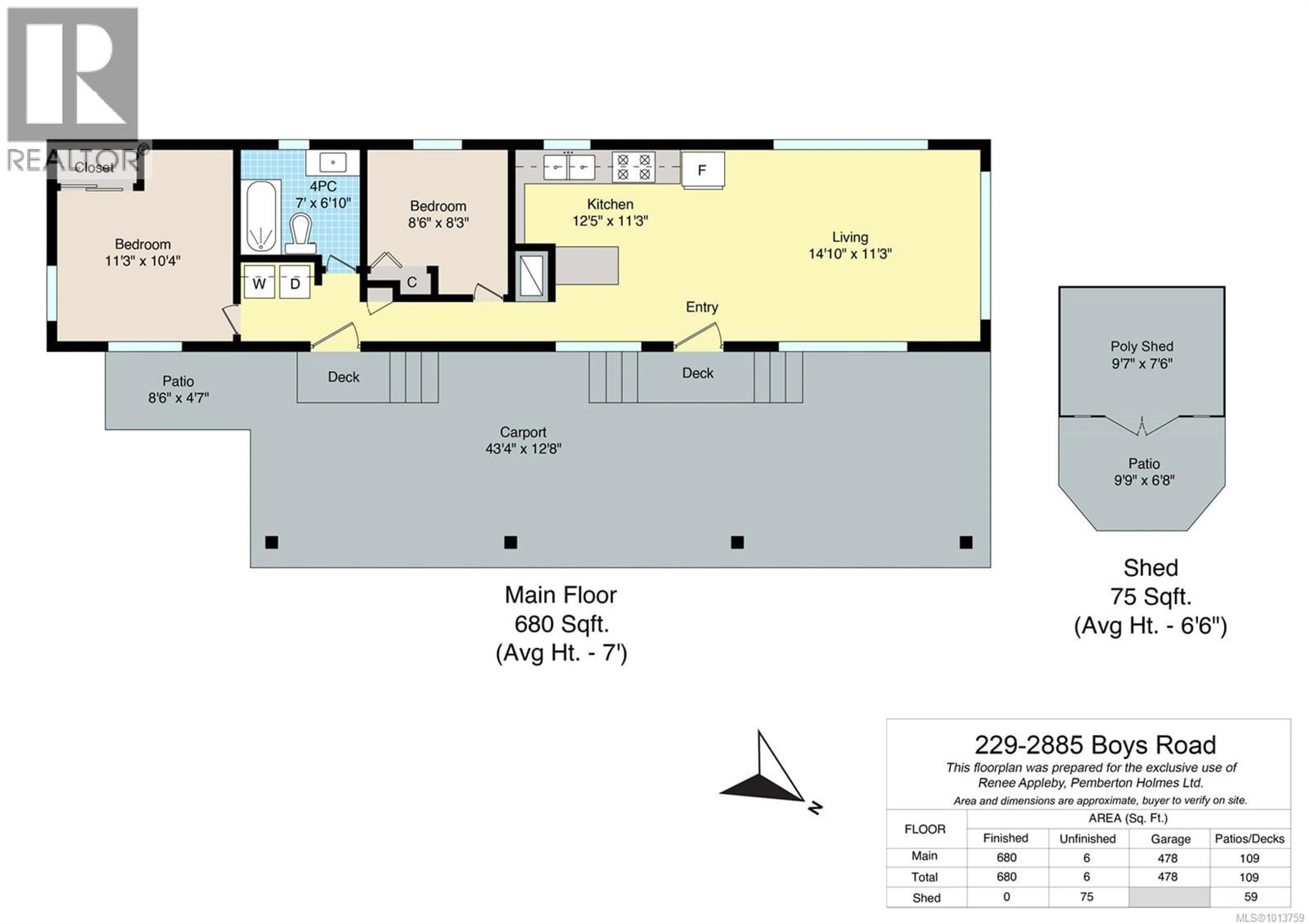 Floor plan for 229 - 2885 BOYS ROAD NORTH, Duncan British Columbia V9L4X3