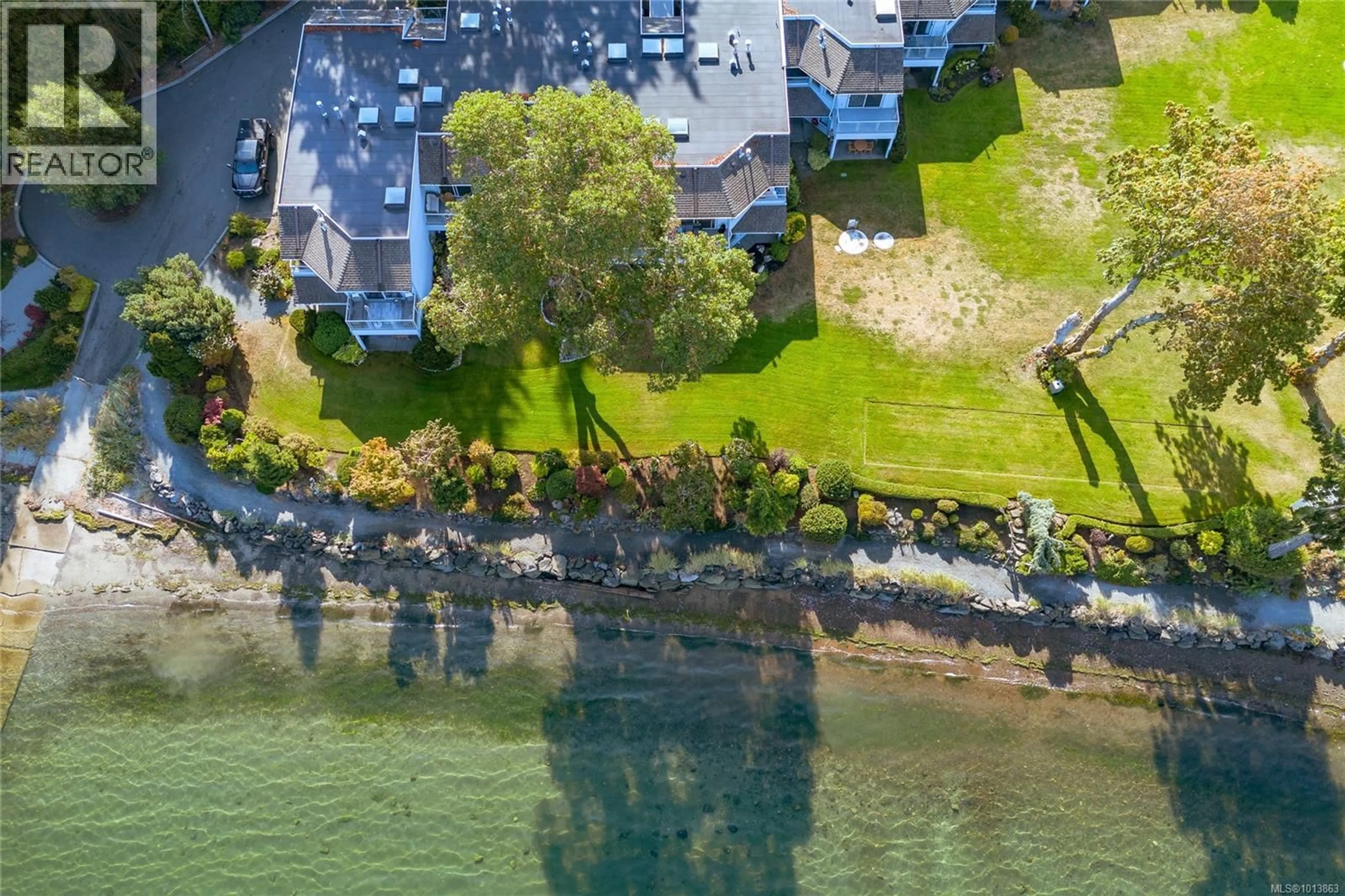 A pic from outside/outdoor area/front of a property/back of a property/a pic from drone, water/lake/river/ocean view for 615 - 1600 STROULGER ROAD, Nanoose Bay British Columbia V9P9B7