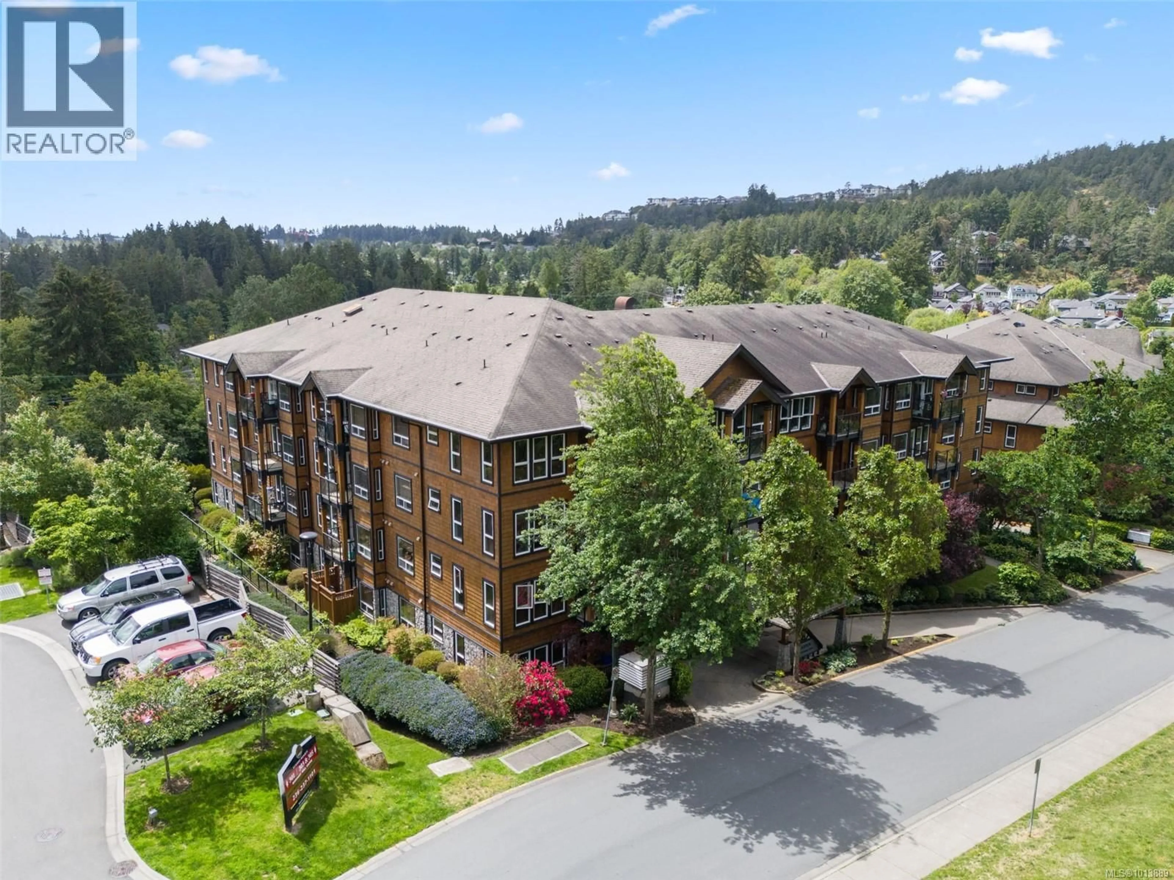 A pic from outside/outdoor area/front of a property/back of a property/a pic from drone, mountain view for 210 - 201 NURSERY HILL DRIVE, View Royal British Columbia V9B0H7