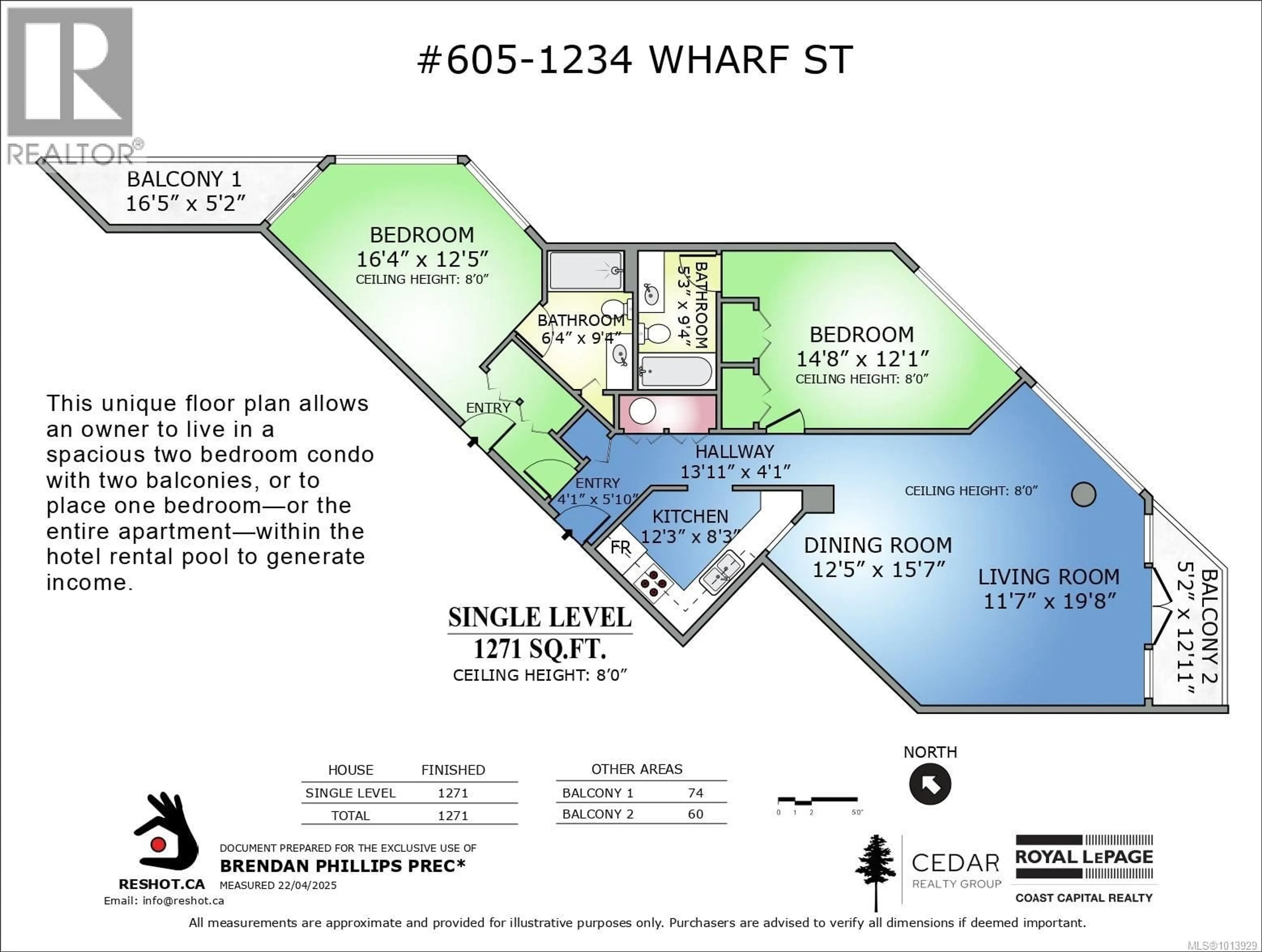 Floor plan for 605 - 1234 WHARF STREET, Victoria British Columbia V8W3H9