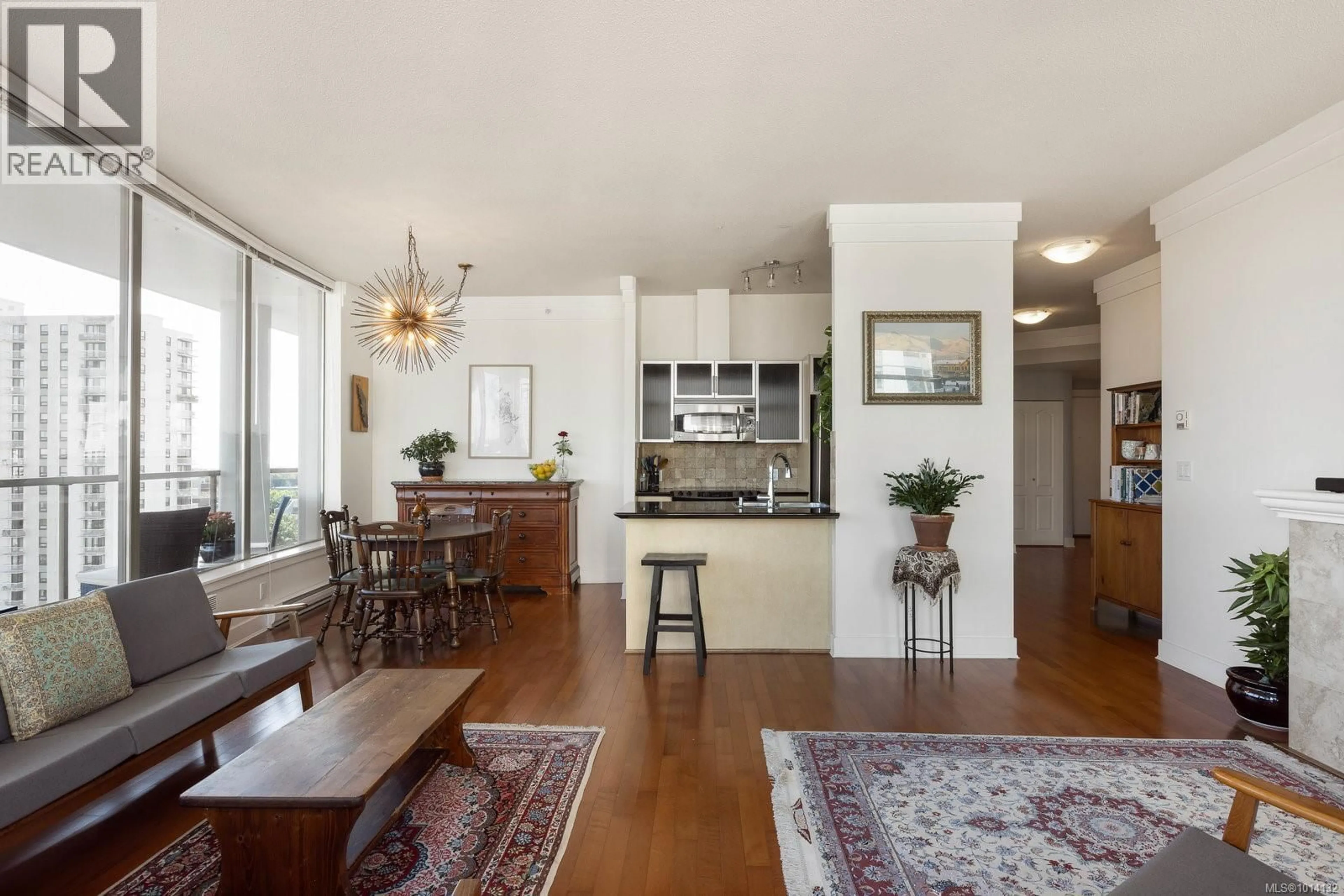 Open concept kitchen, wood/laminate floor for 1008 - 845 YATES STREET, Victoria British Columbia V8W4A3