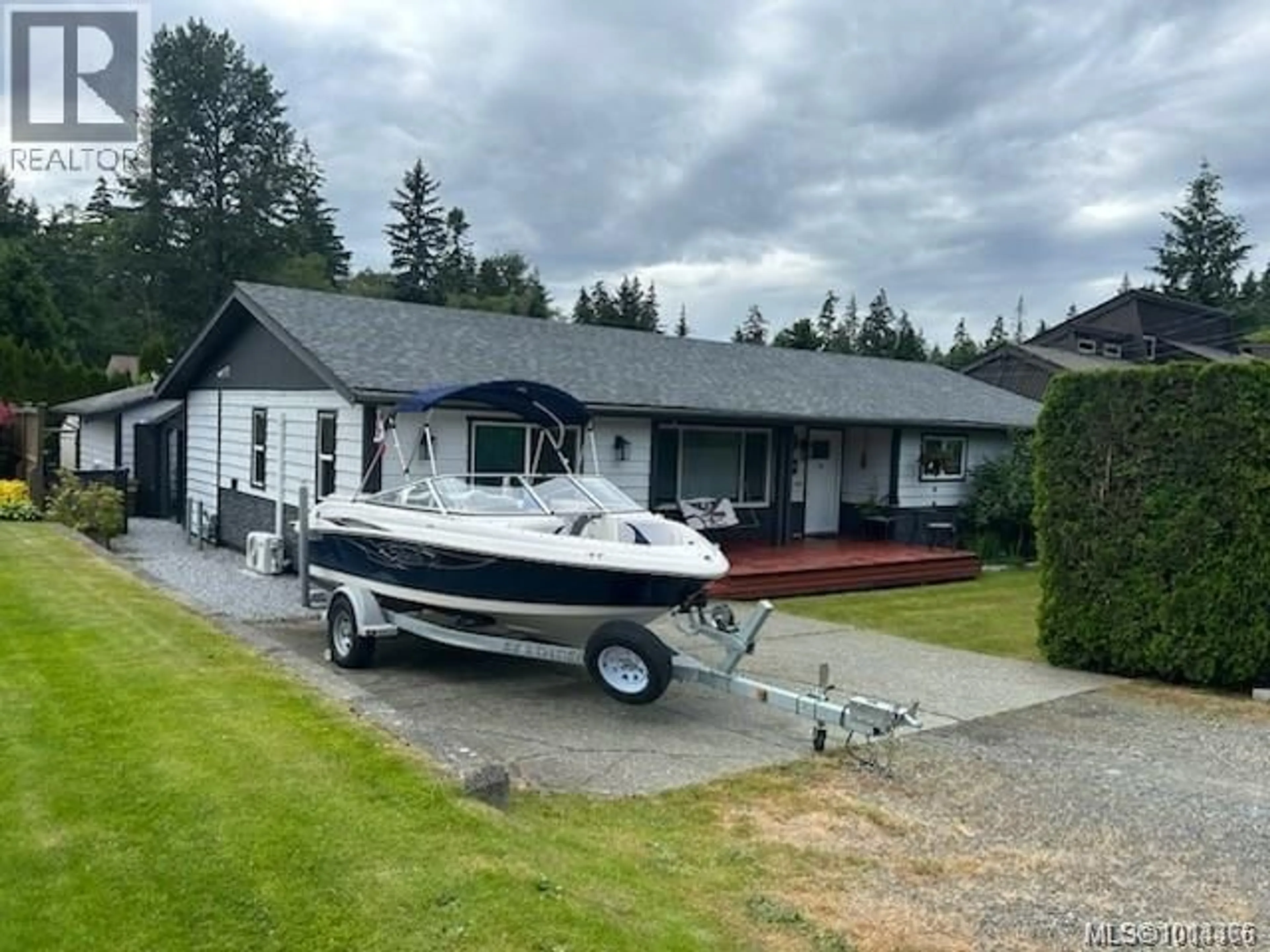 A pic from outside/outdoor area/front of a property/back of a property/a pic from drone, water/lake/river/ocean view for 108 MCPHEDRAN ROAD, Campbell River British Columbia V9W5P4