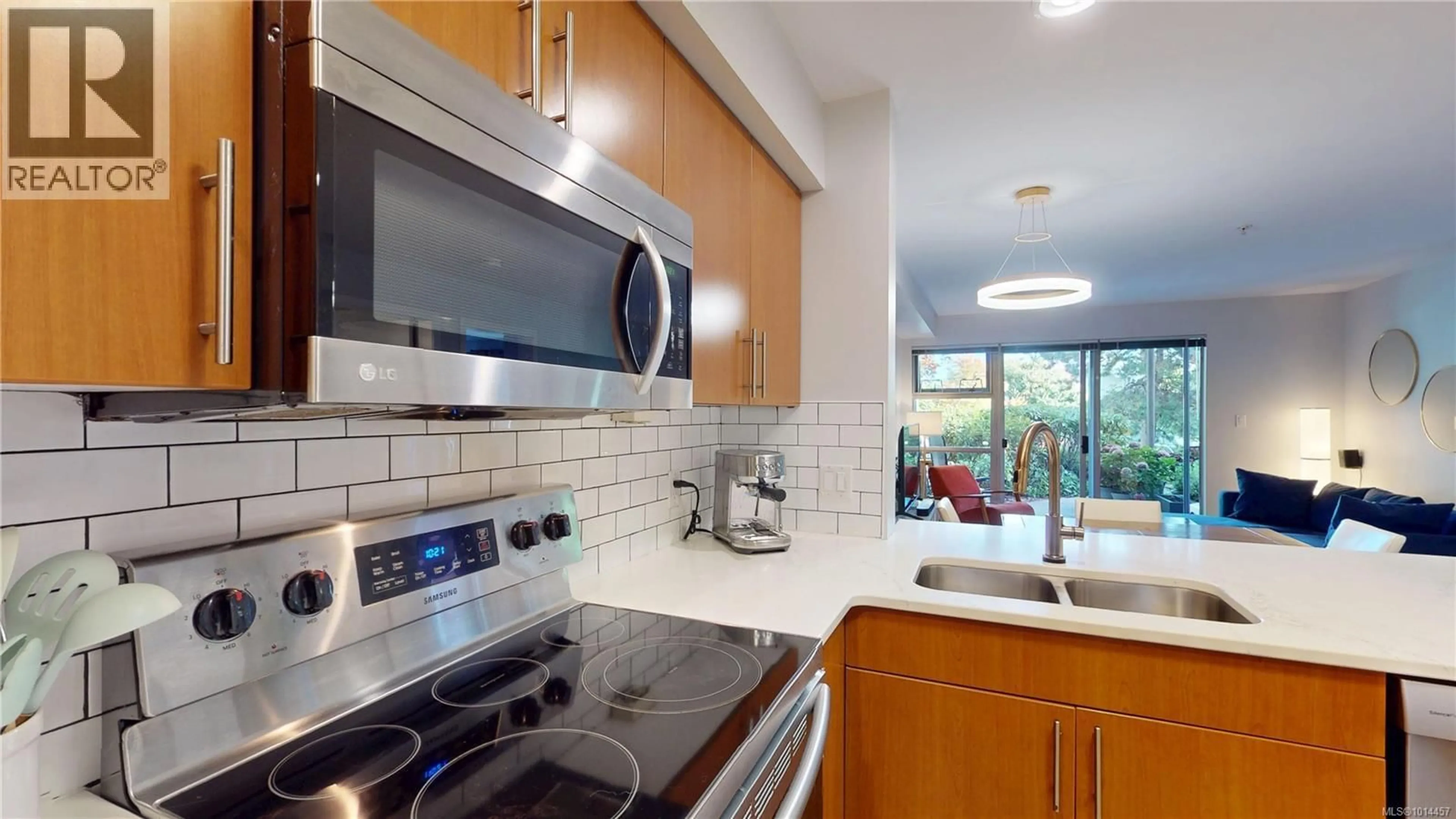 Standard kitchen, ceramic/tile floor for 111 - 797 TYEE ROAD, Victoria British Columbia V9A7R4