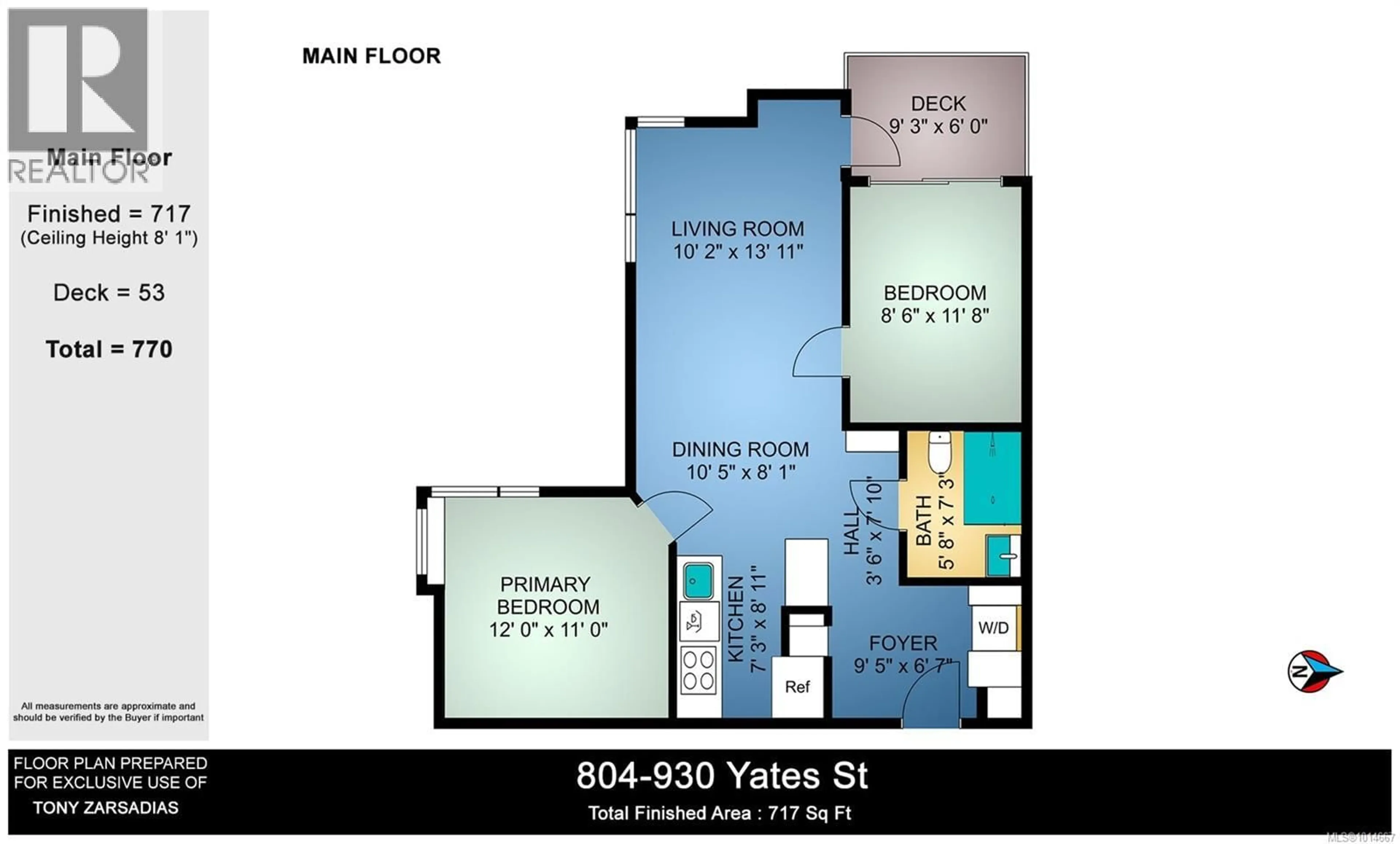 Floor plan for 804 - 930 YATES STREET, Victoria British Columbia V8V4Z3