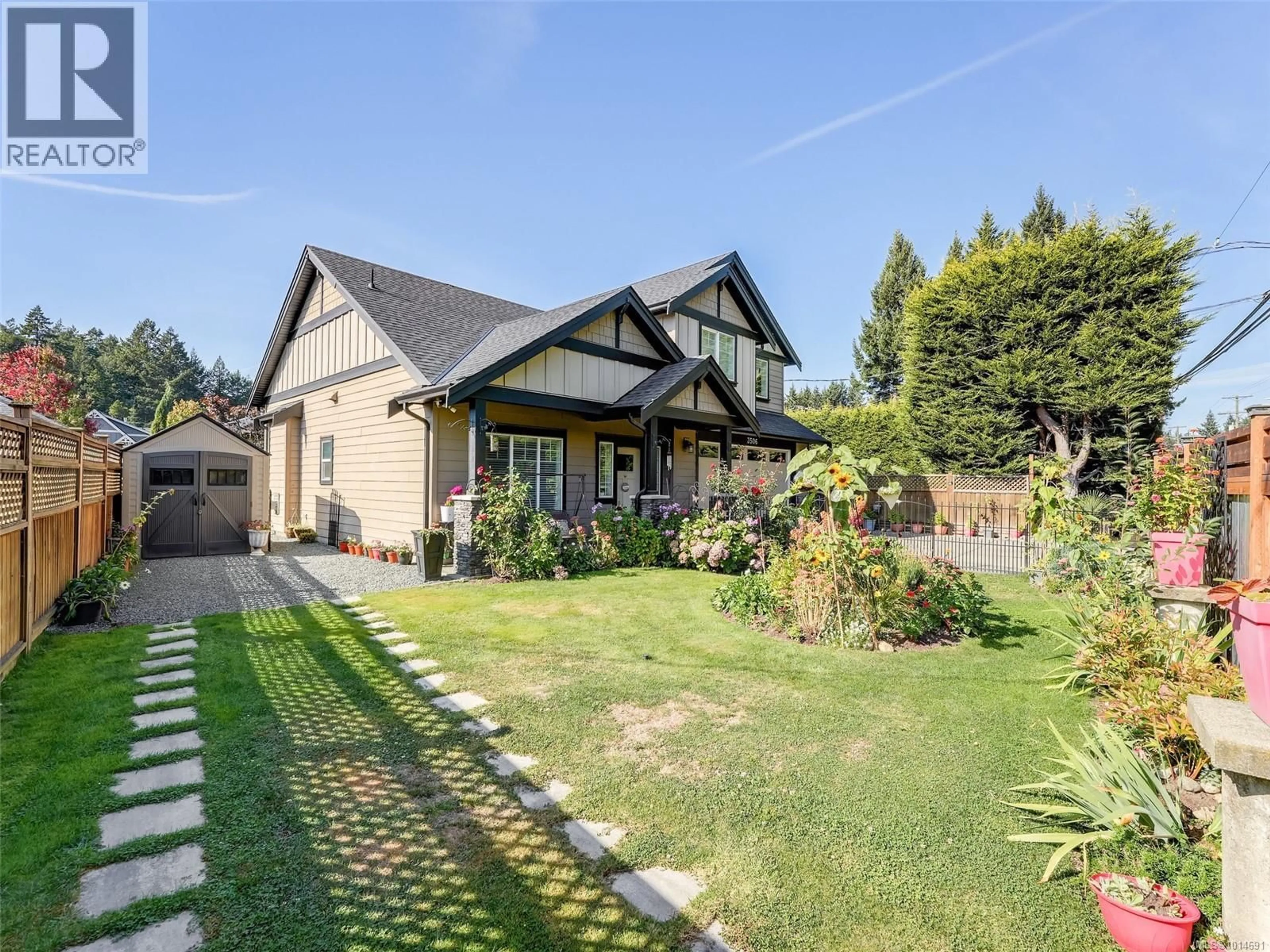 A pic from outside/outdoor area/front of a property/back of a property/a pic from drone, street for 3506 HAPPY VALLEY ROAD, Langford British Columbia V9C0K6