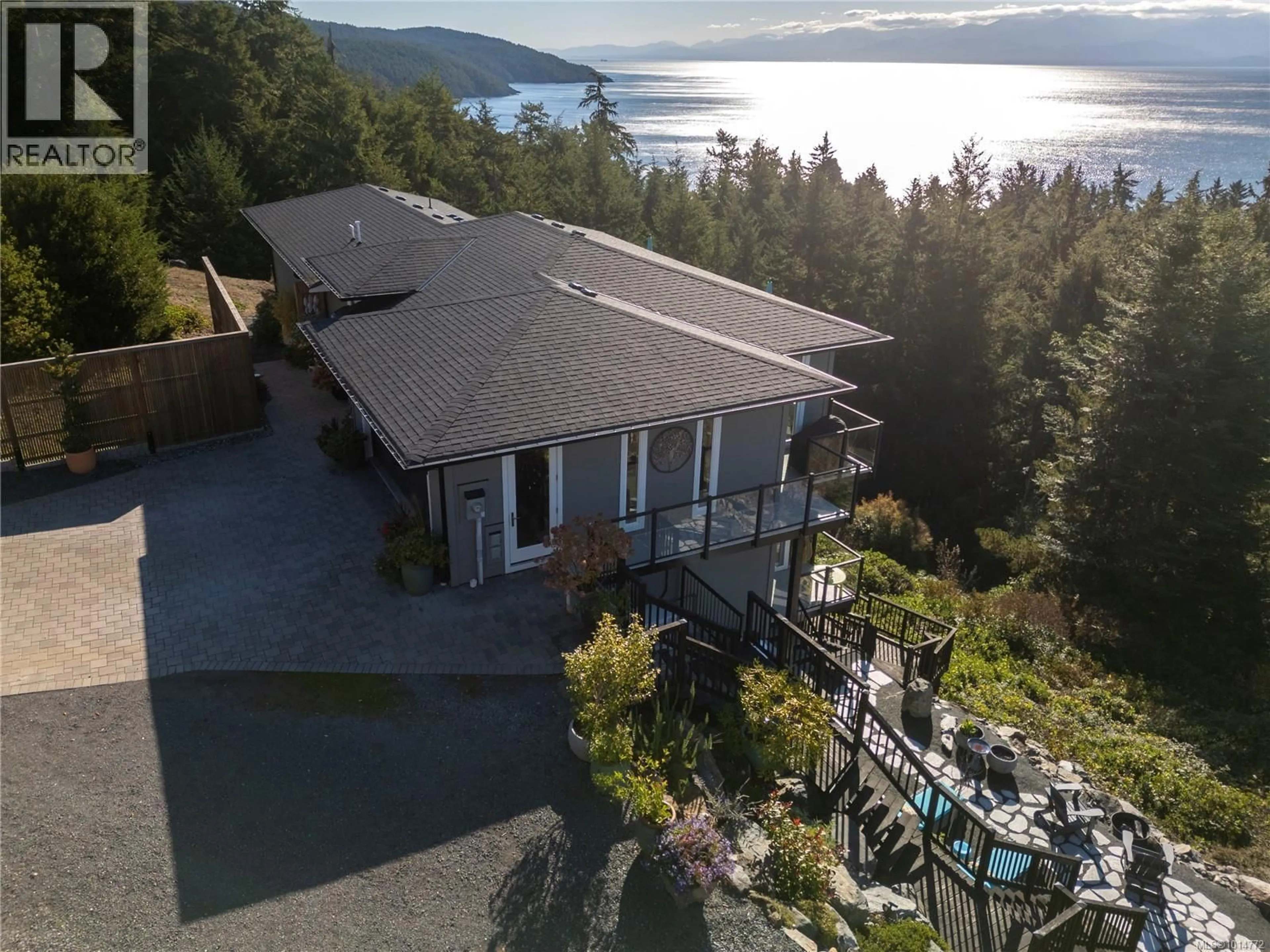 A pic from outside/outdoor area/front of a property/back of a property/a pic from drone, water/lake/river/ocean view for 7470 THORNTON HEIGHTS, Sooke British Columbia V9Z1L8