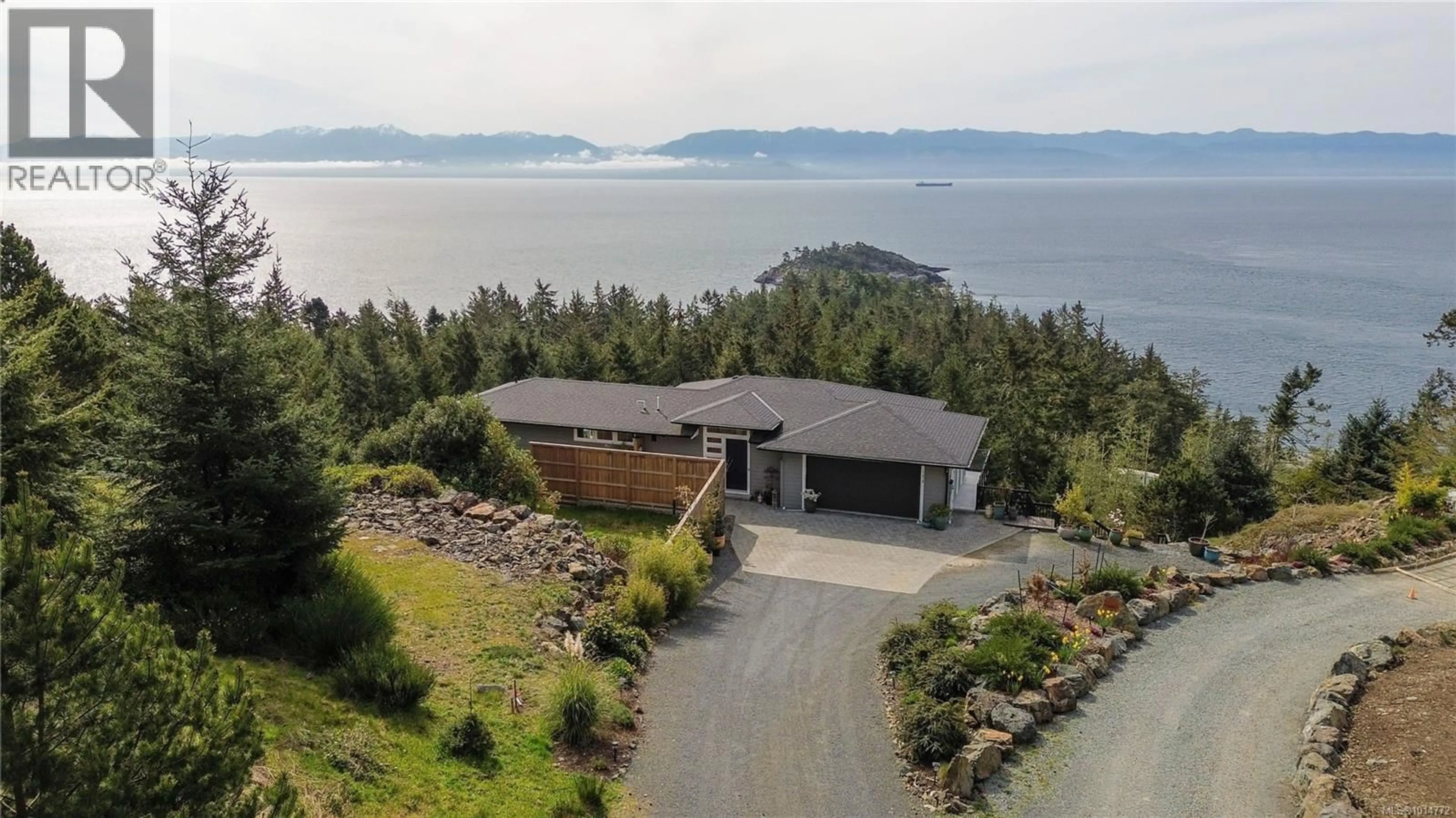 A pic from outside/outdoor area/front of a property/back of a property/a pic from drone, water/lake/river/ocean view for 7470 THORNTON HEIGHTS, Sooke British Columbia V9Z1L8