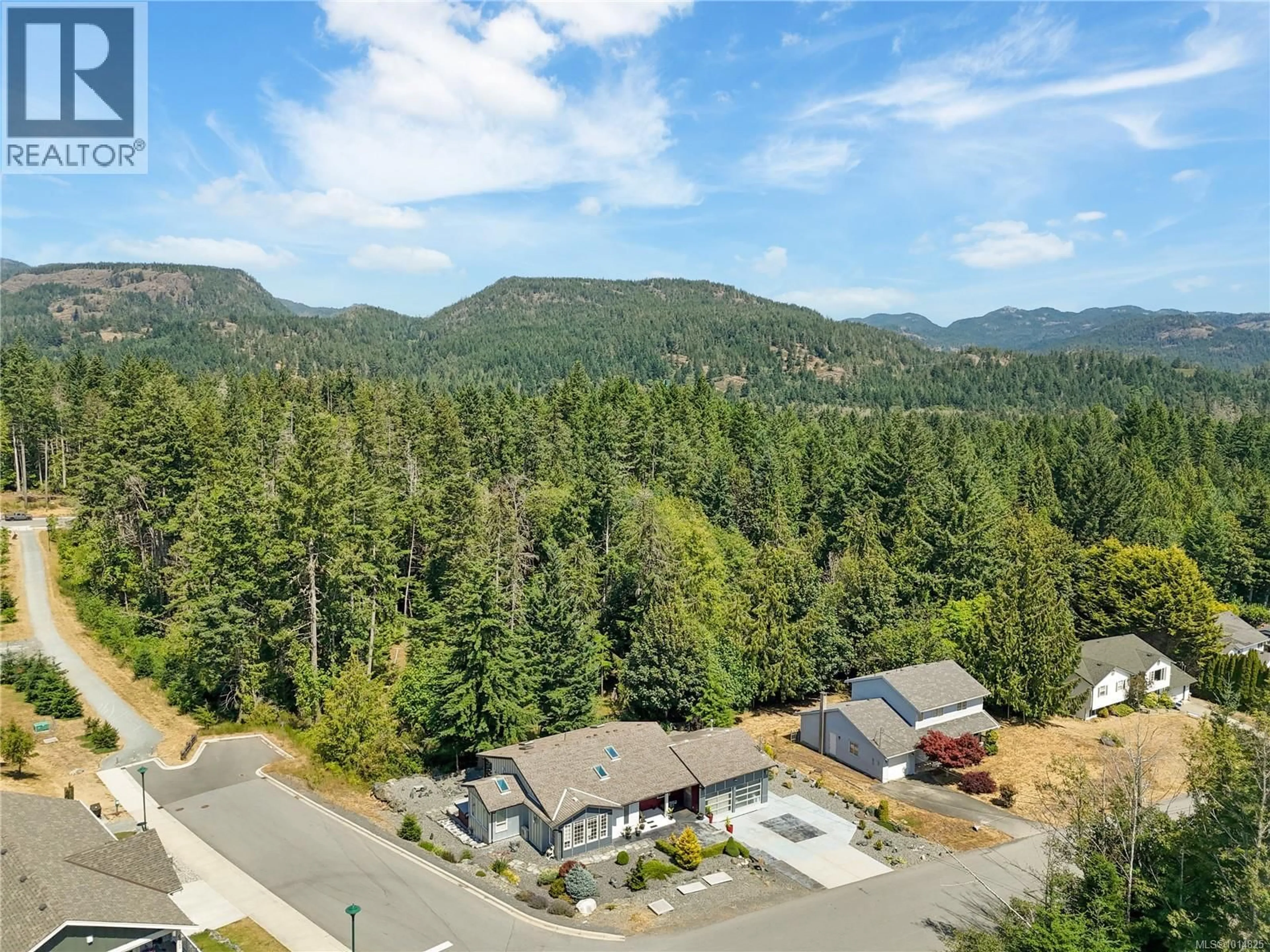 A pic from outside/outdoor area/front of a property/back of a property/a pic from drone, forest/trees view for 6856 BURR DRIVE, Sooke British Columbia V9Z0L1
