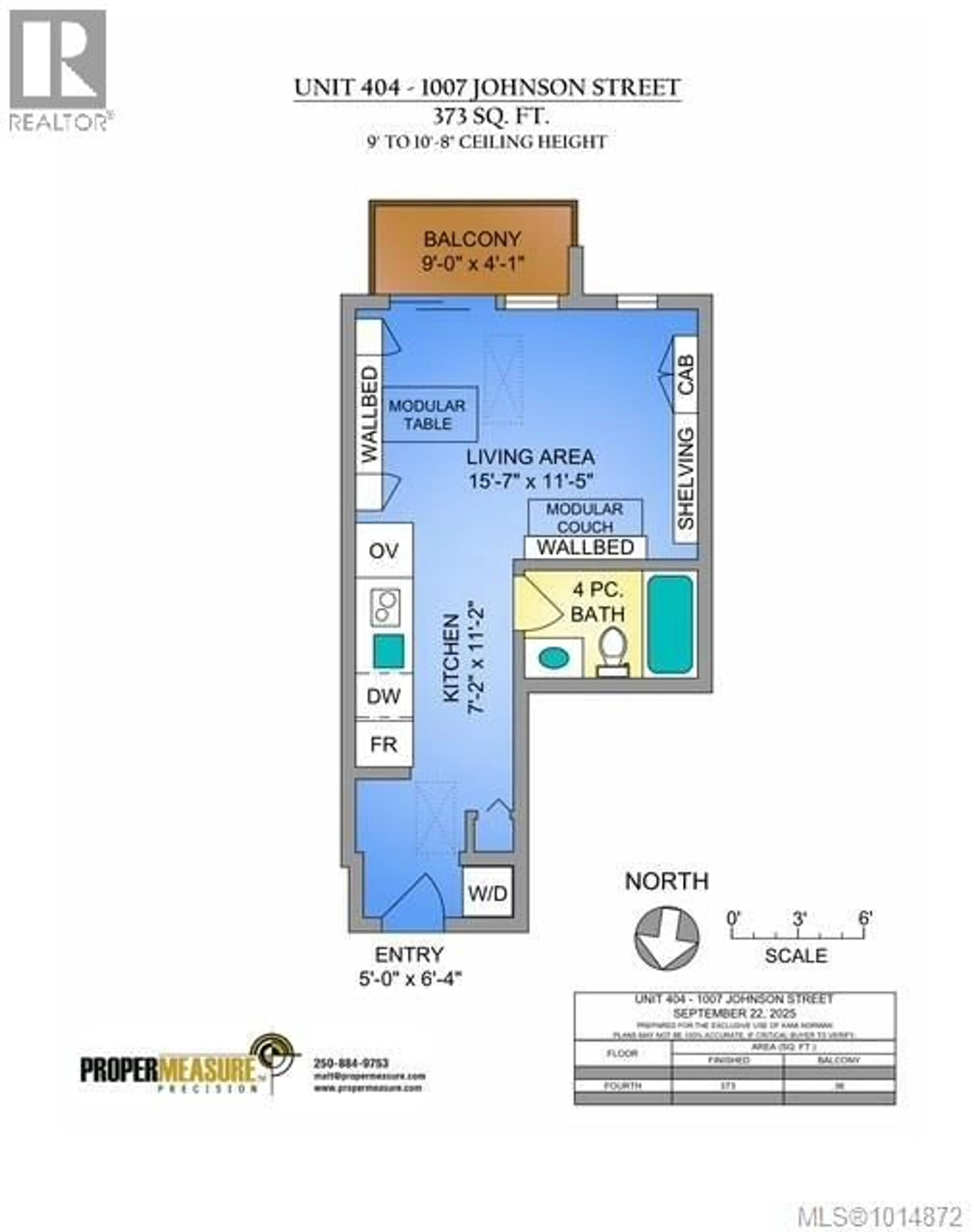 Floor plan for 404 - 1007 JOHNSON STREET, Victoria British Columbia V8V3N6