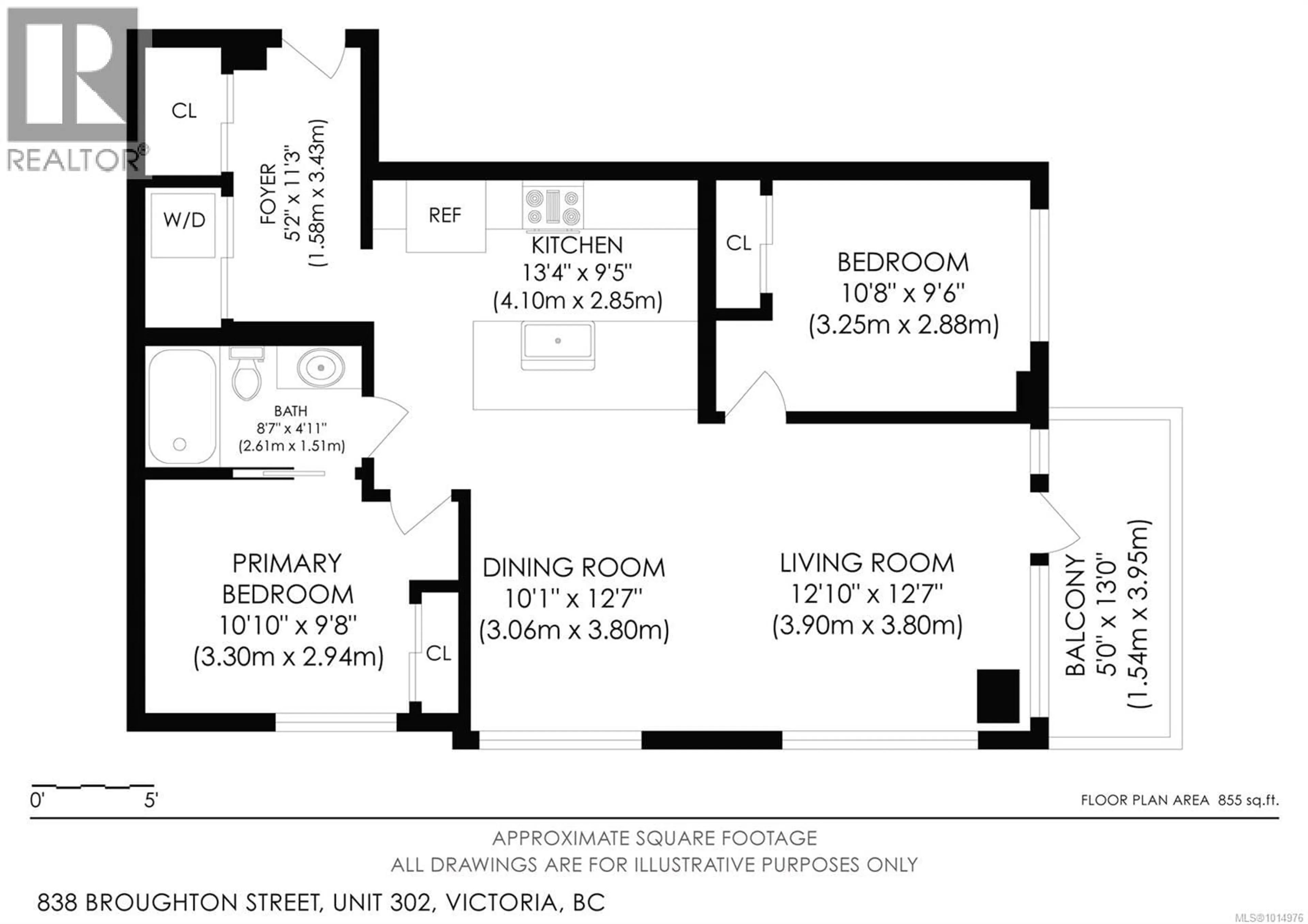 Floor plan for 302 - 838 BROUGHTON STREET, Victoria British Columbia V8W1E4