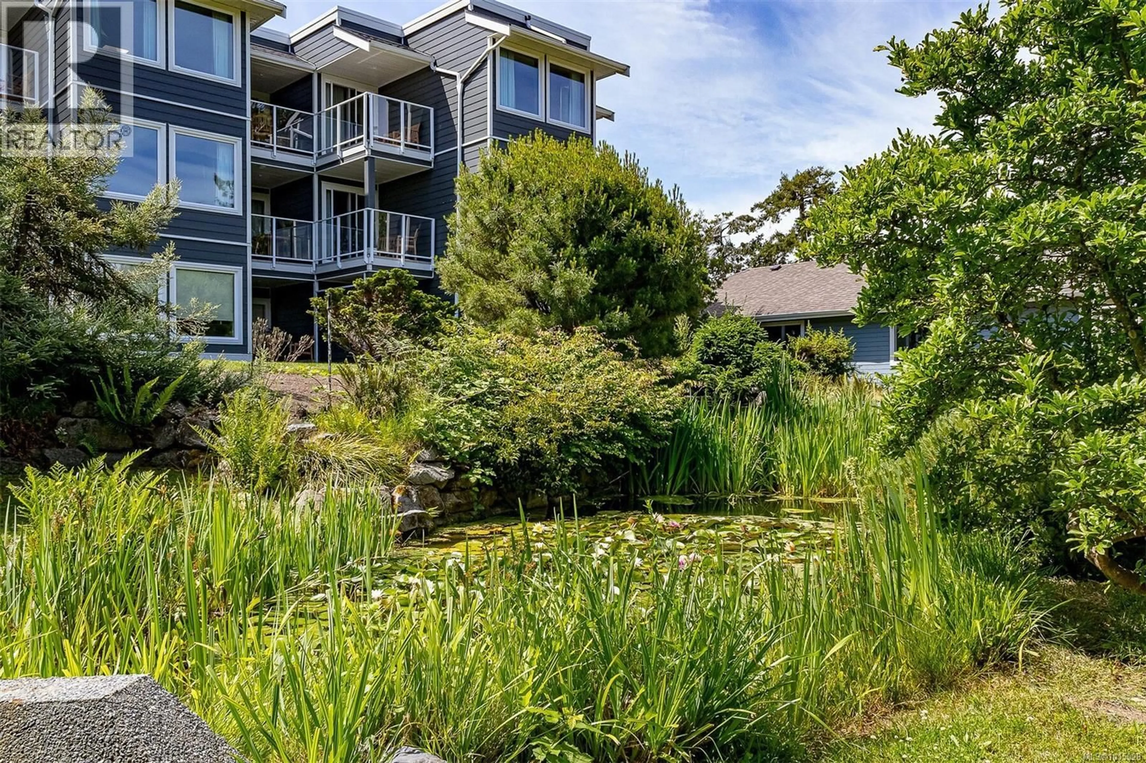A pic from outside/outdoor area/front of a property/back of a property/a pic from drone, water/lake/river/ocean view for 710 - 1600 STROULGER ROAD, Nanoose Bay British Columbia V9P9B7