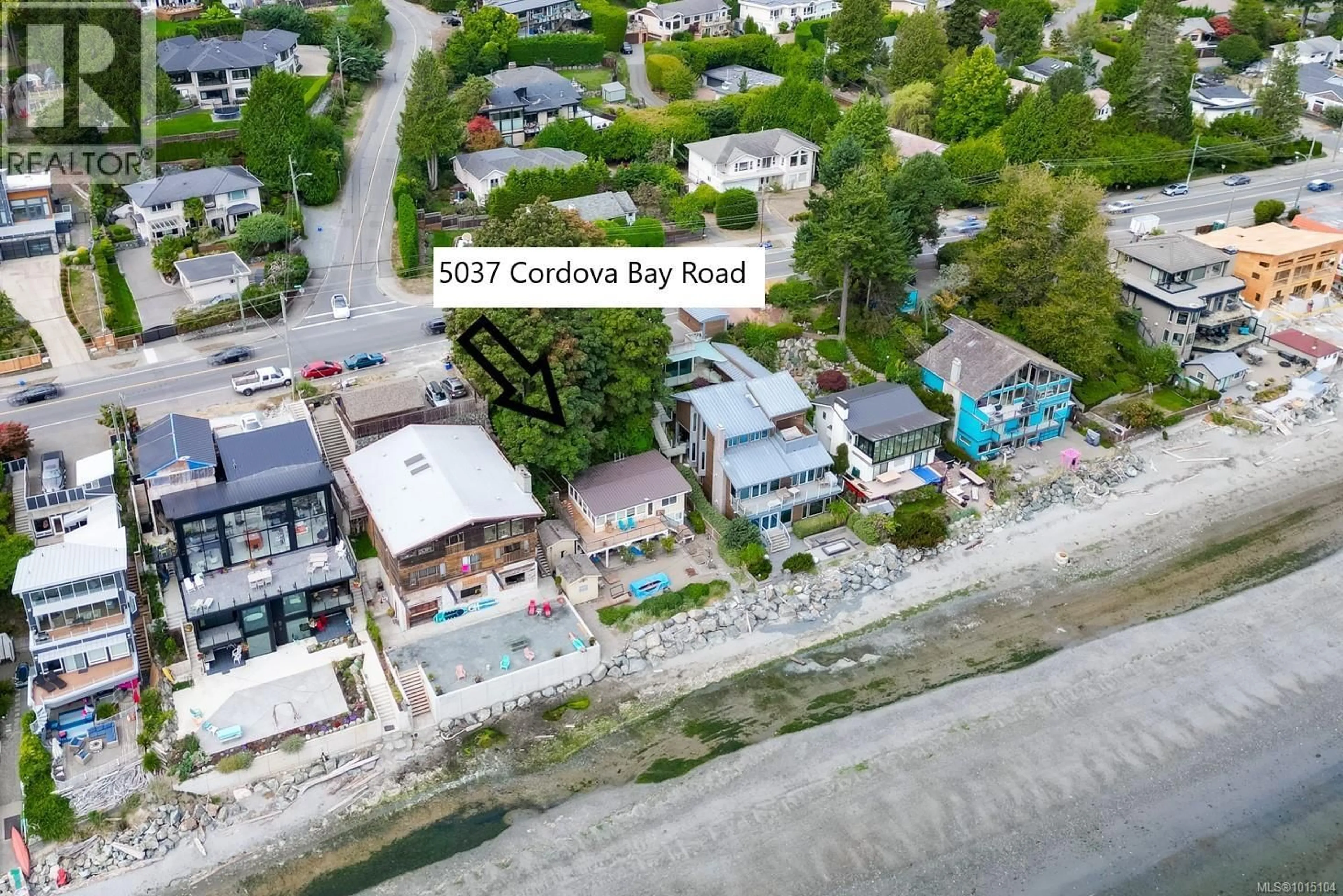 A pic from outside/outdoor area/front of a property/back of a property/a pic from drone, street for 5037 CORDOVA BAY ROAD, Saanich British Columbia V8Y2K1