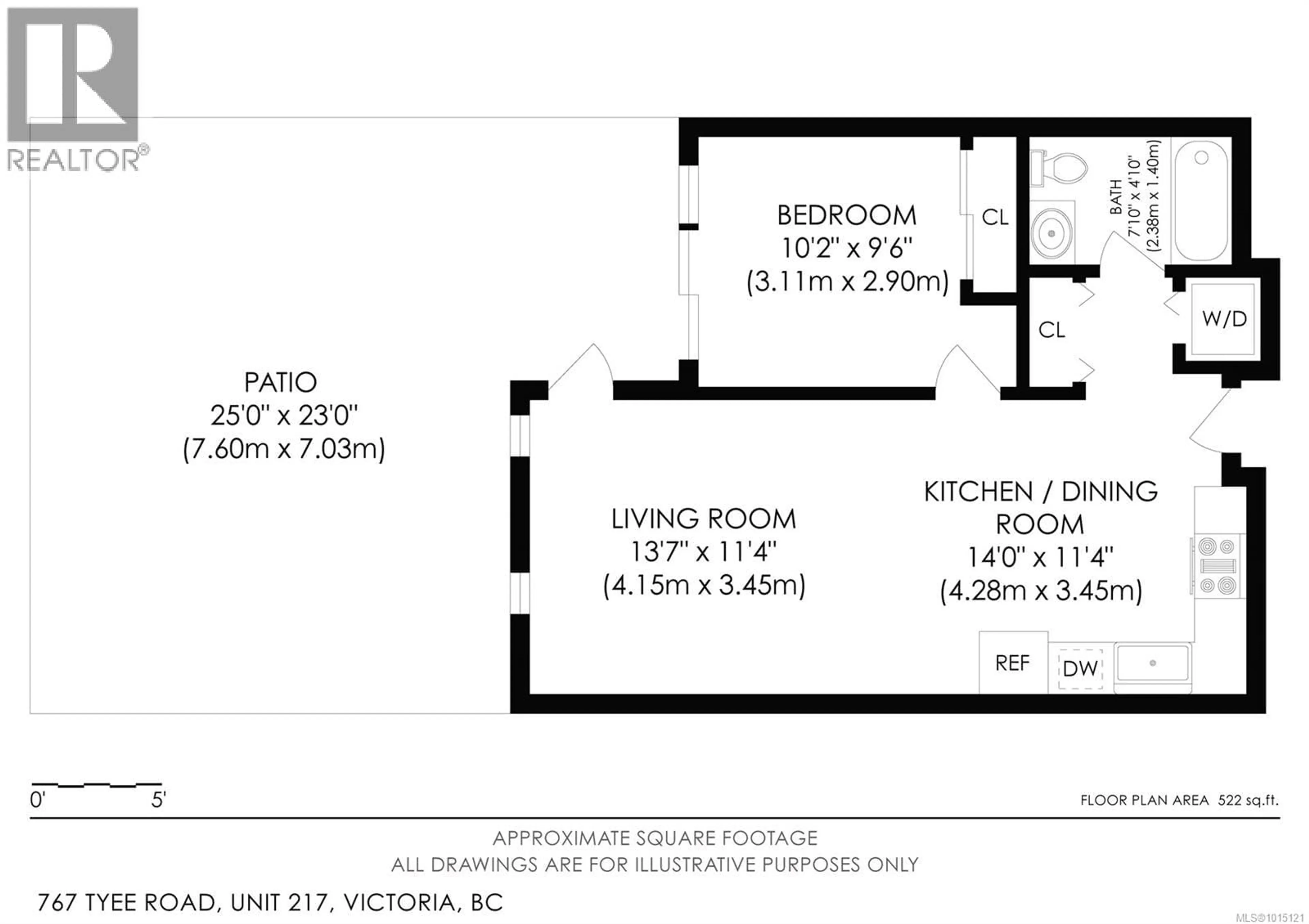 Floor plan for 217 - 767 TYEE ROAD, Victoria British Columbia V9A0G5