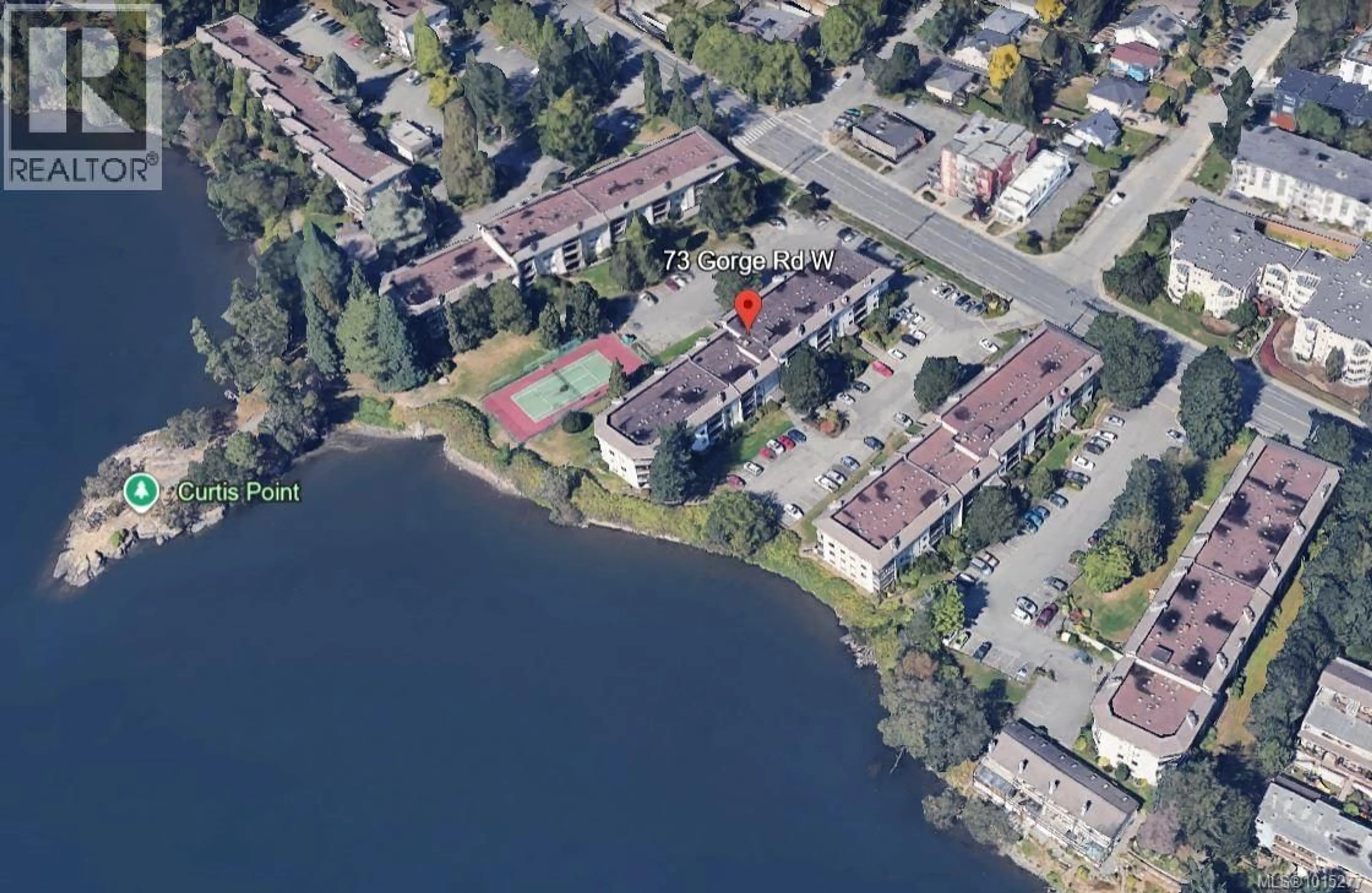 A pic from outside/outdoor area/front of a property/back of a property/a pic from drone, water/lake/river/ocean view for 105 - 73 GORGE ROAD WEST, Saanich British Columbia V9A1L9