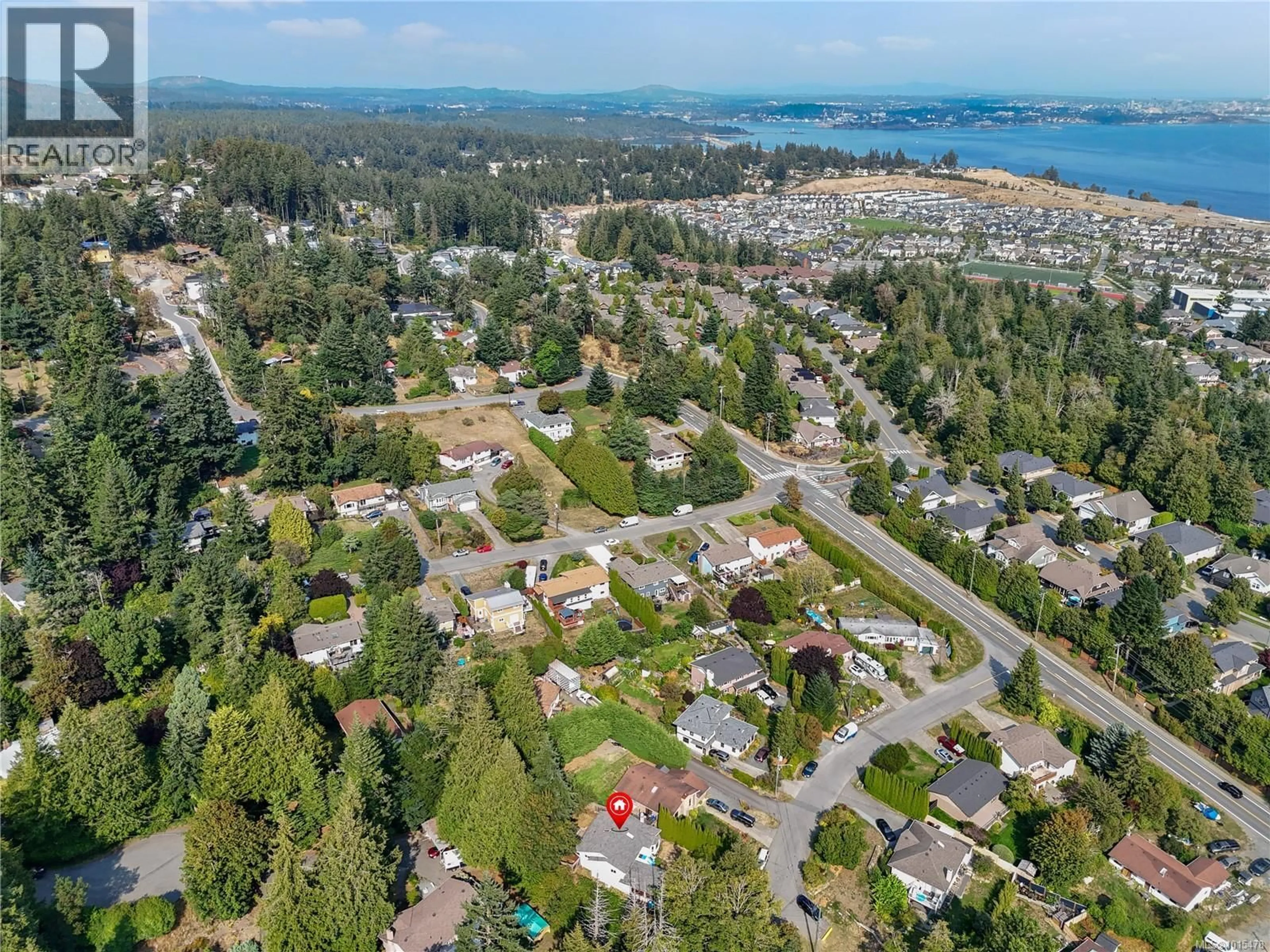 A pic from outside/outdoor area/front of a property/back of a property/a pic from drone, water/lake/river/ocean view for 528 ELIZABETH ANN DRIVE, Colwood British Columbia V9C3N1