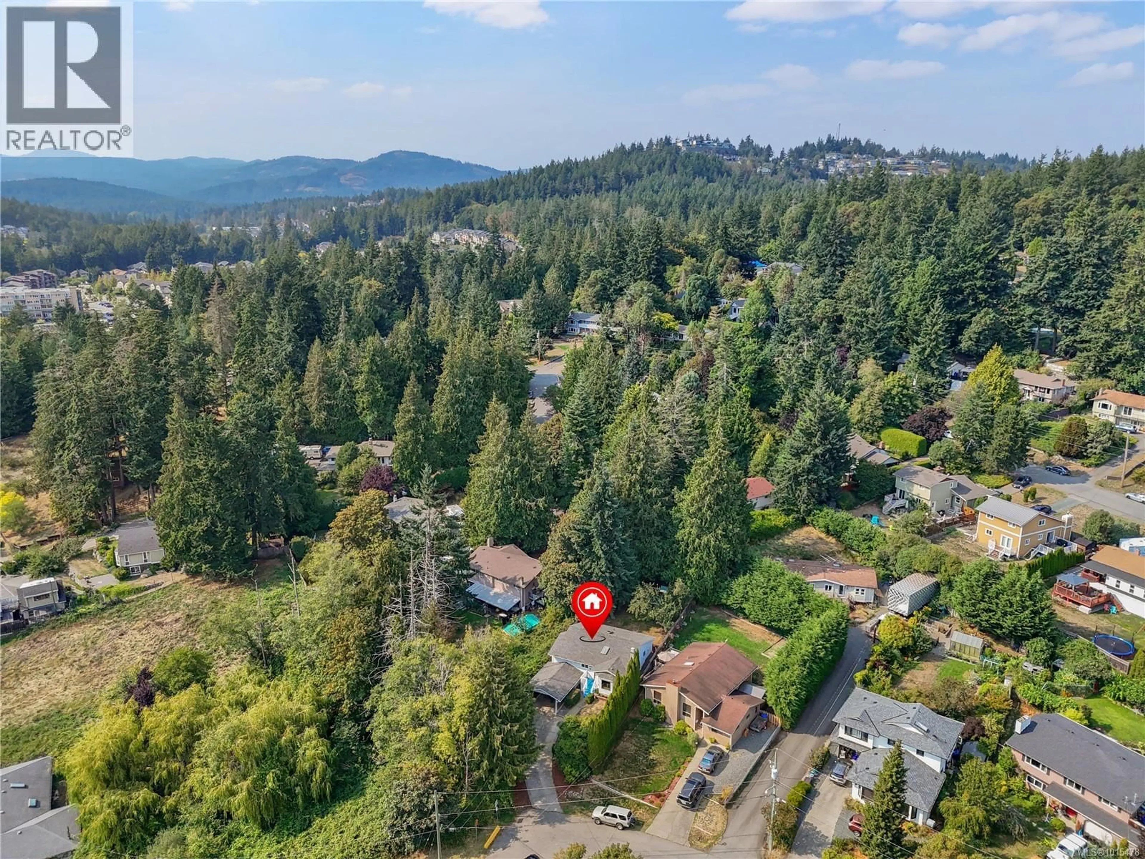 A pic from outside/outdoor area/front of a property/back of a property/a pic from drone, forest/trees view for 528 ELIZABETH ANN DRIVE, Colwood British Columbia V9C3N1