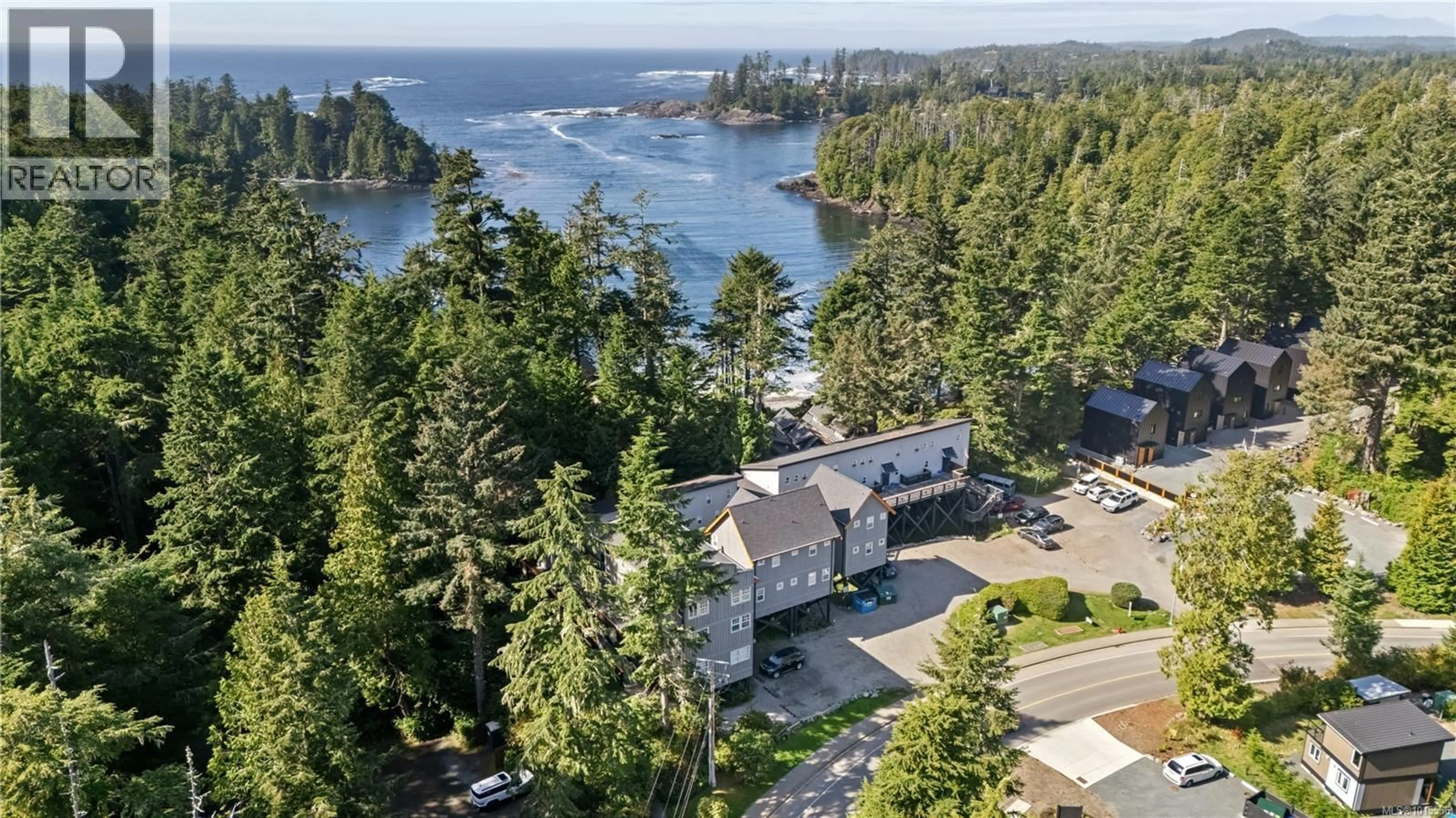 A pic from outside/outdoor area/front of a property/back of a property/a pic from drone, water/lake/river/ocean view for 19 - 1002 PENINSULA ROAD, Ucluelet British Columbia V0R3A0