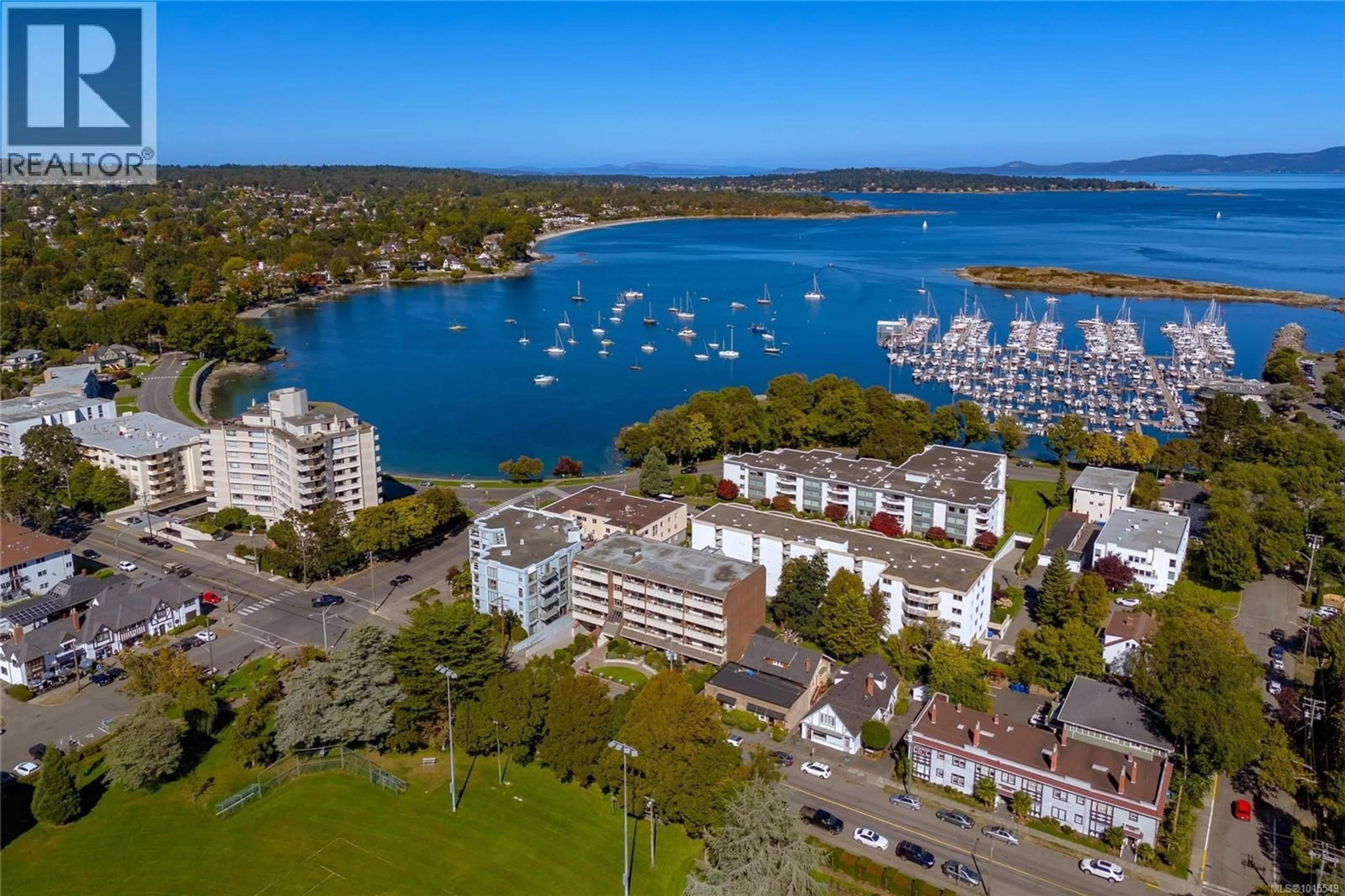 A pic from outside/outdoor area/front of a property/back of a property/a pic from drone, water/lake/river/ocean view for 503 - 1175 NEWPORT AVENUE, Oak Bay British Columbia V8S5E6