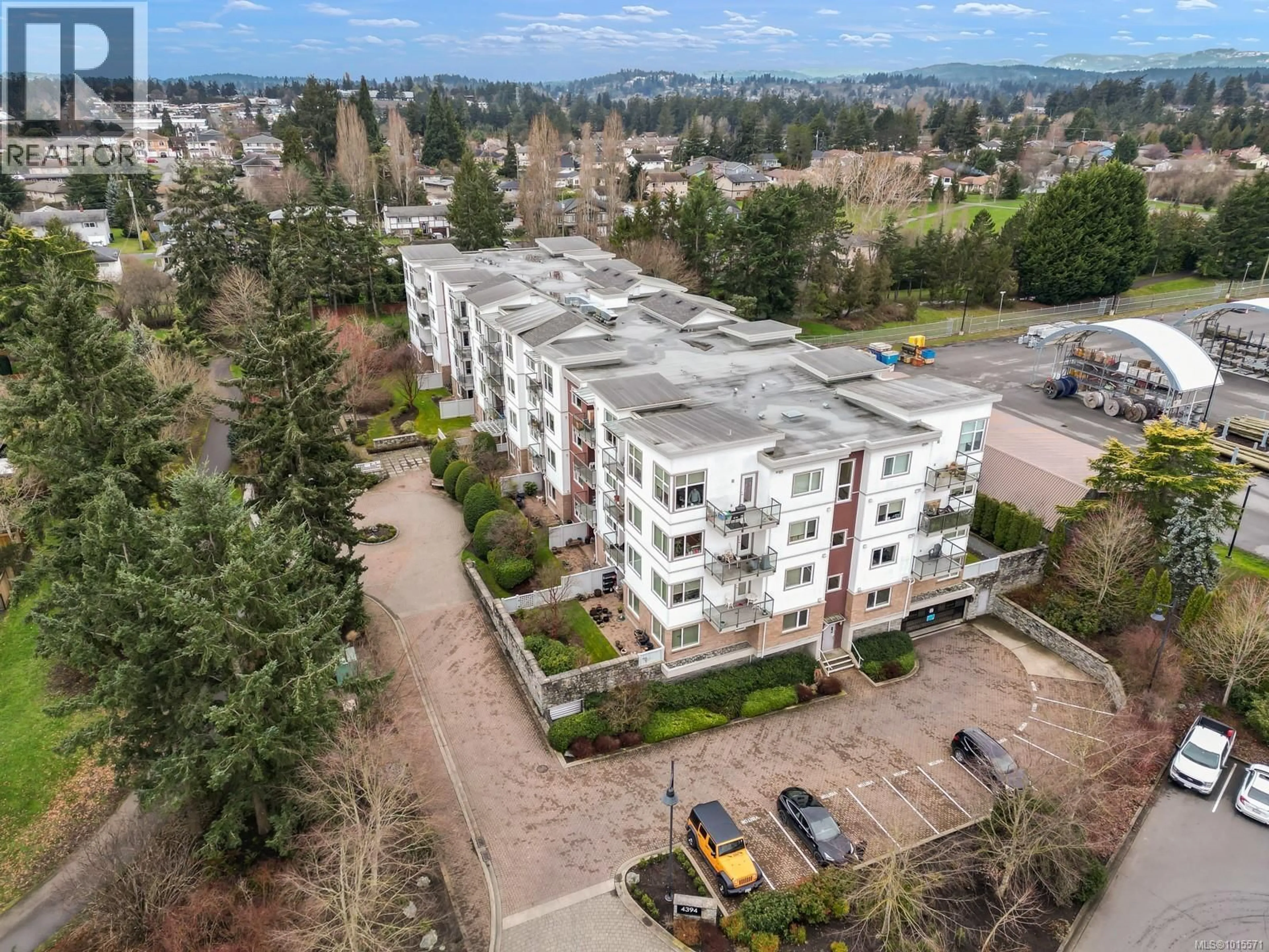 A pic from outside/outdoor area/front of a property/back of a property/a pic from drone, city buildings view from balcony for 310 - 4394 WEST SAANICH ROAD, Saanich British Columbia V8Z3E9