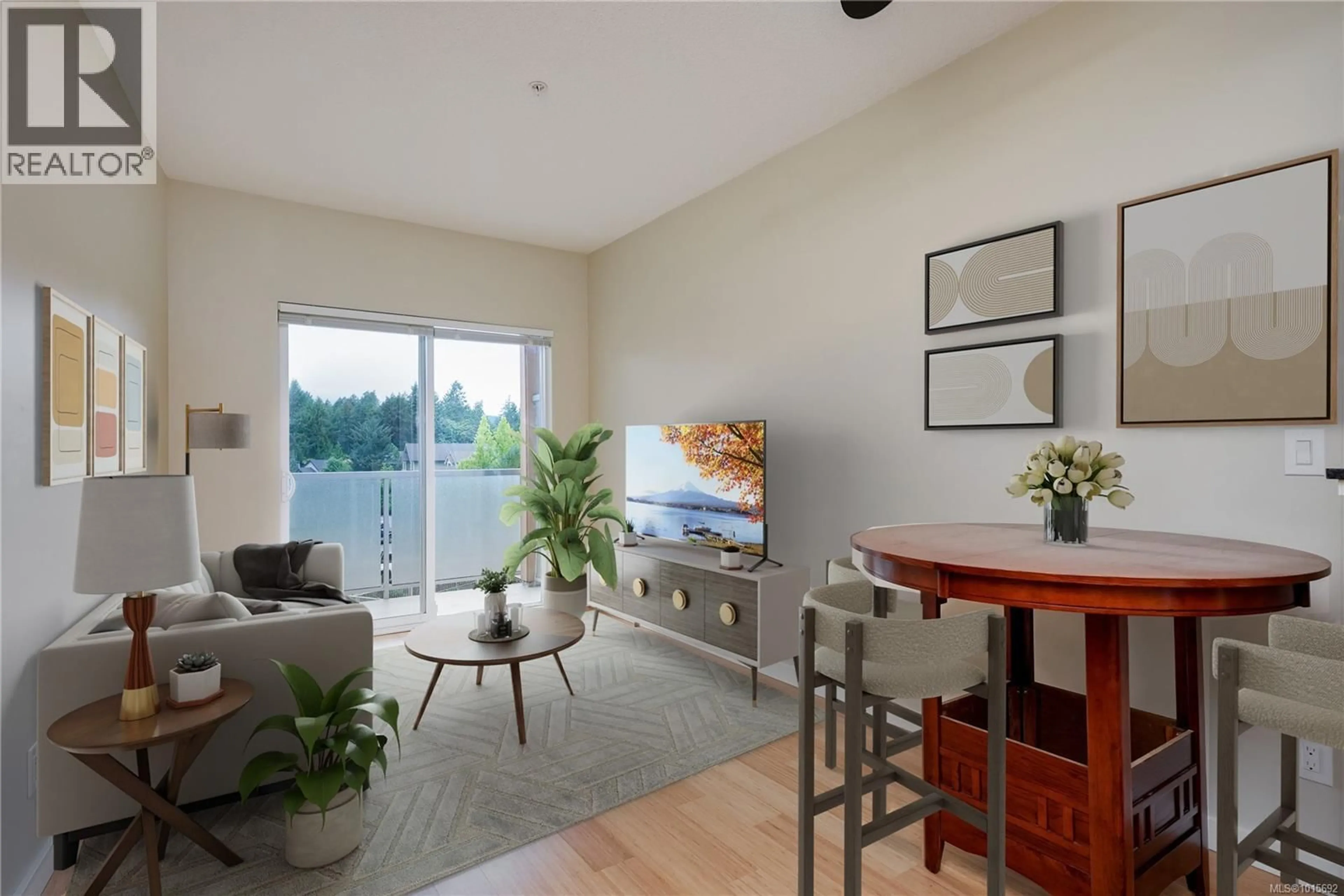 Living room with furniture, wood/laminate floor for 307 - 611 BROOKSIDE ROAD, Colwood British Columbia V9C0C3