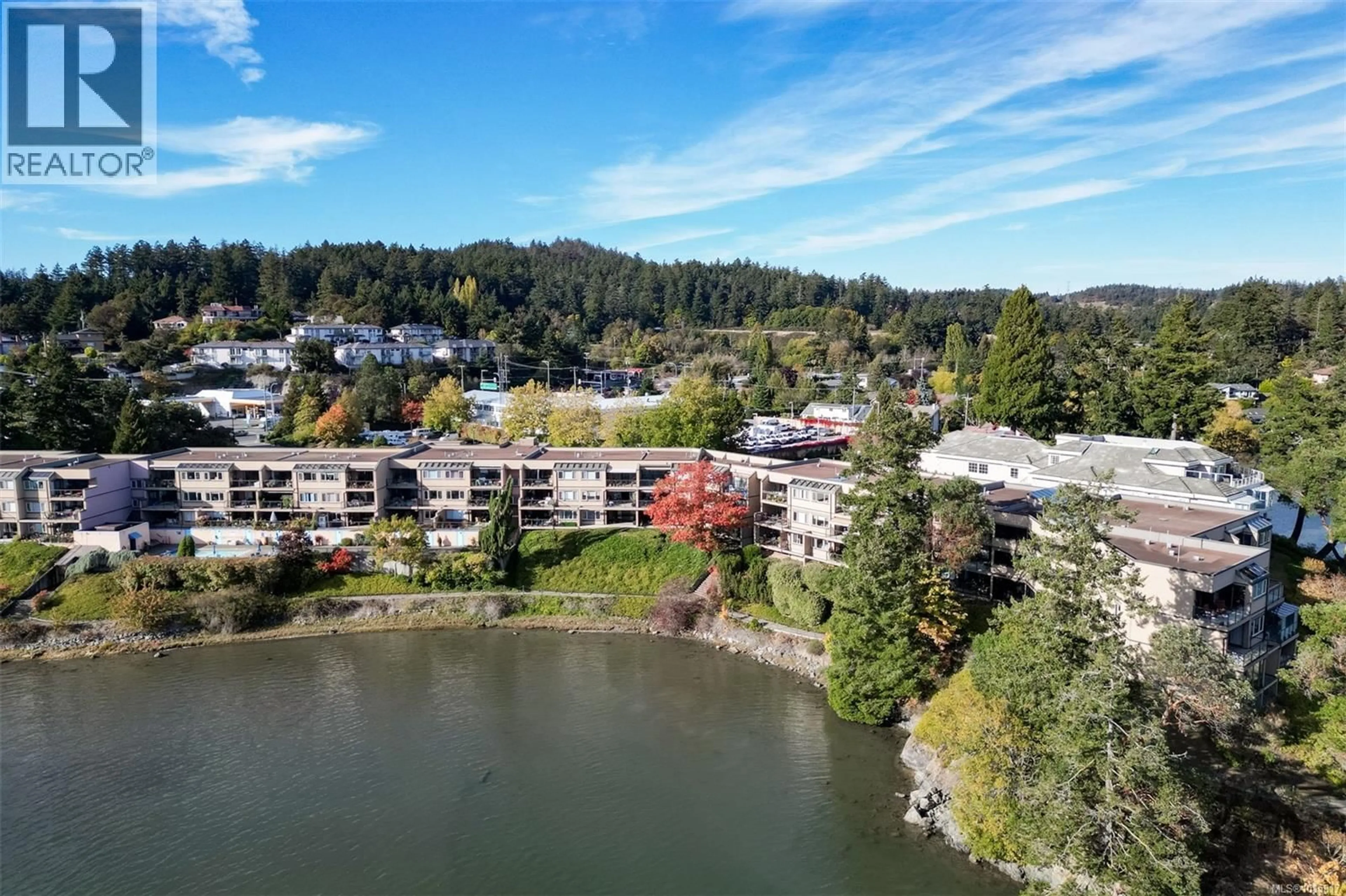 A pic from outside/outdoor area/front of a property/back of a property/a pic from drone, water/lake/river/ocean view for 318 - 485 ISLAND HIGHWAY, View Royal British Columbia V9B5H7
