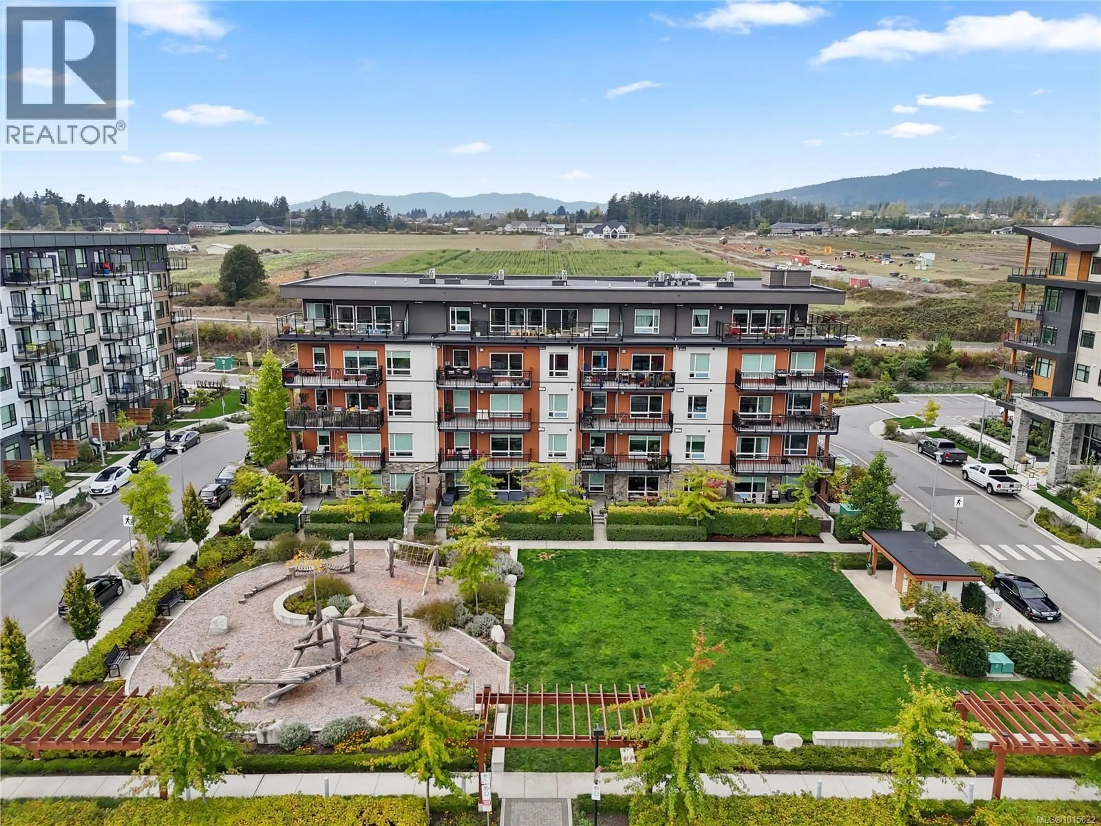 A pic from outside/outdoor area/front of a property/back of a property/a pic from drone, mountain view for 303 - 2500 HACKETT CRESCENT, Central Saanich British Columbia V8M0C1